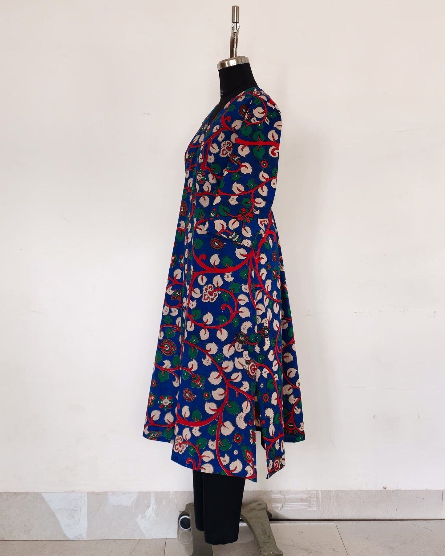 236 Blue kalamkari A-line kurta