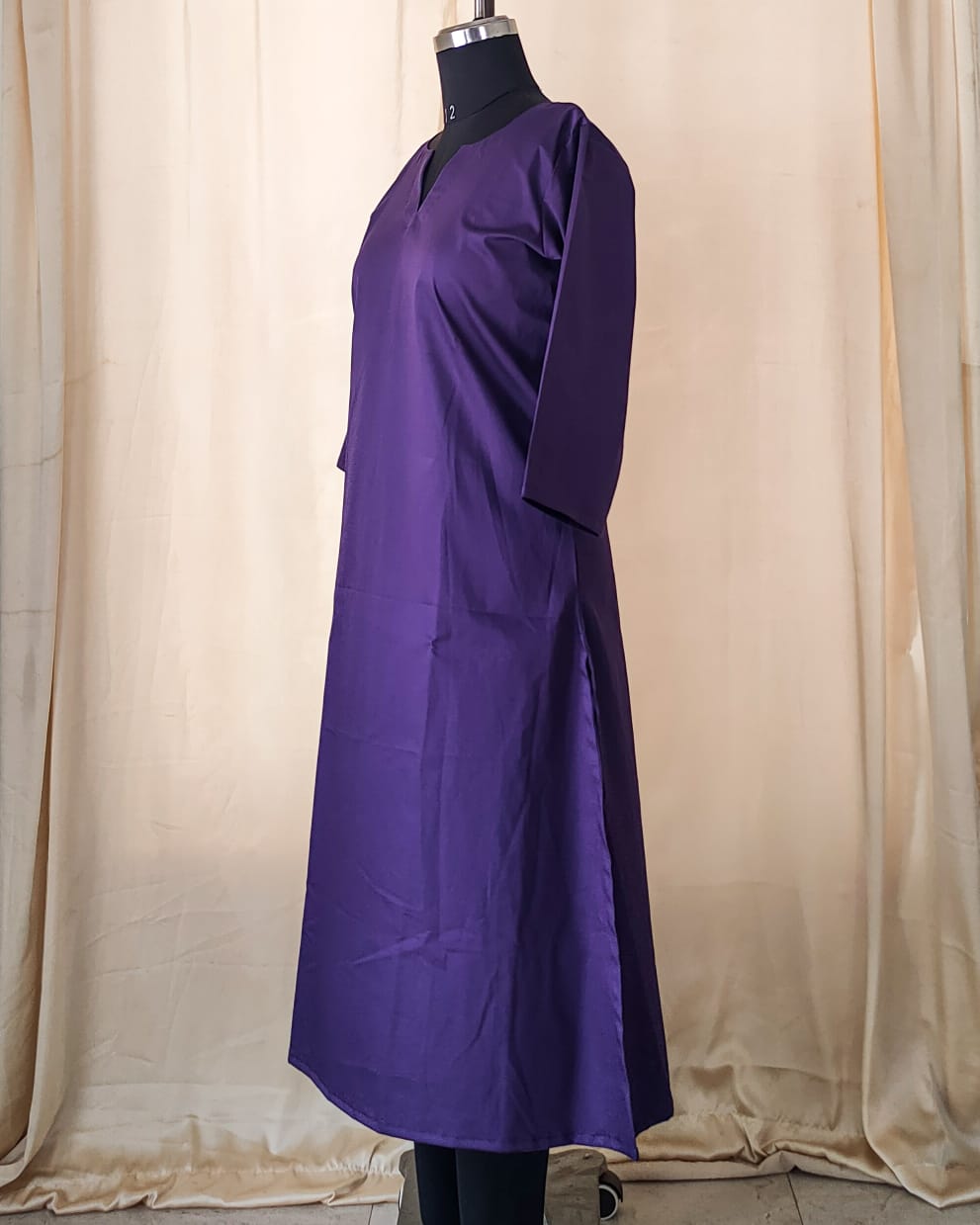 115 Plain Purple Cotton Satin Kurta