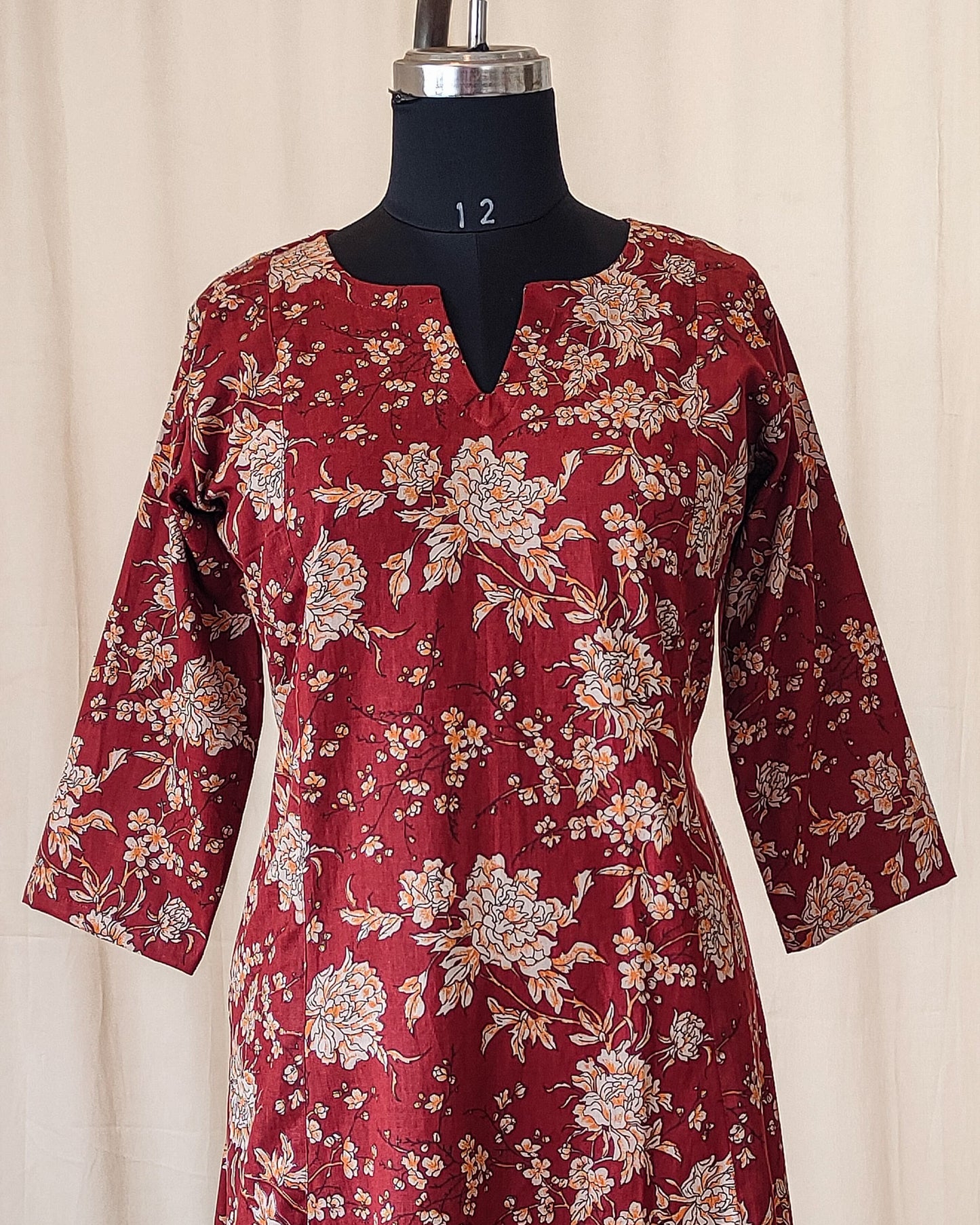 176 Brick Coloured Printed A Line Kurta