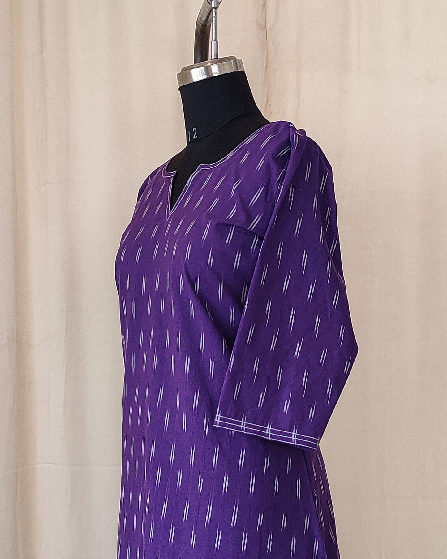 184 Purple cotton kurta with white prints