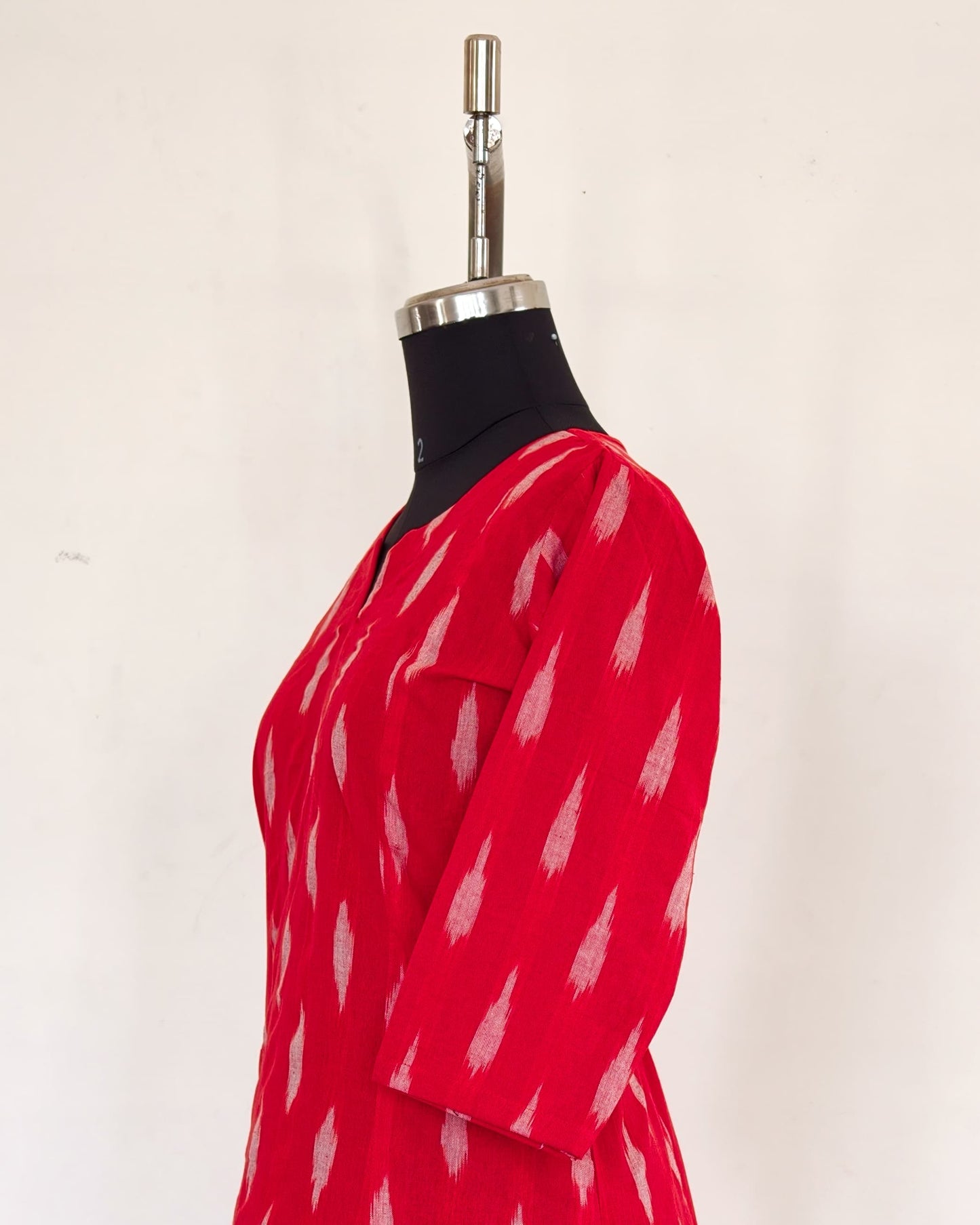 253 Red ikkat A-line kurta