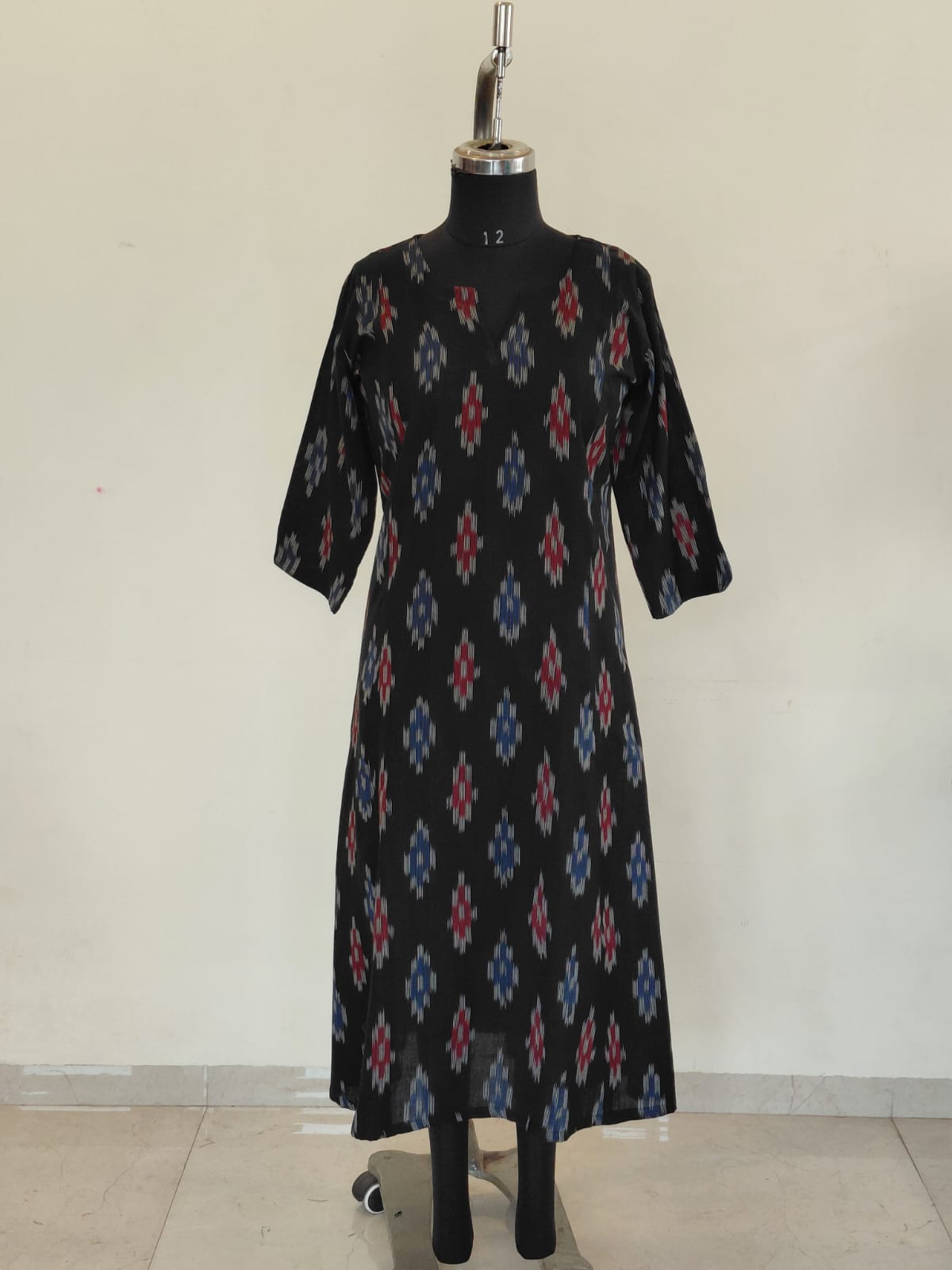 296 Black kalamkari flare kurta