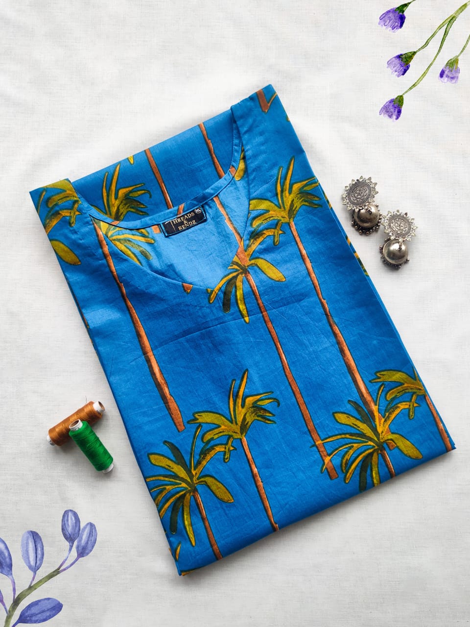 116 Blue Coconut Print Kurta