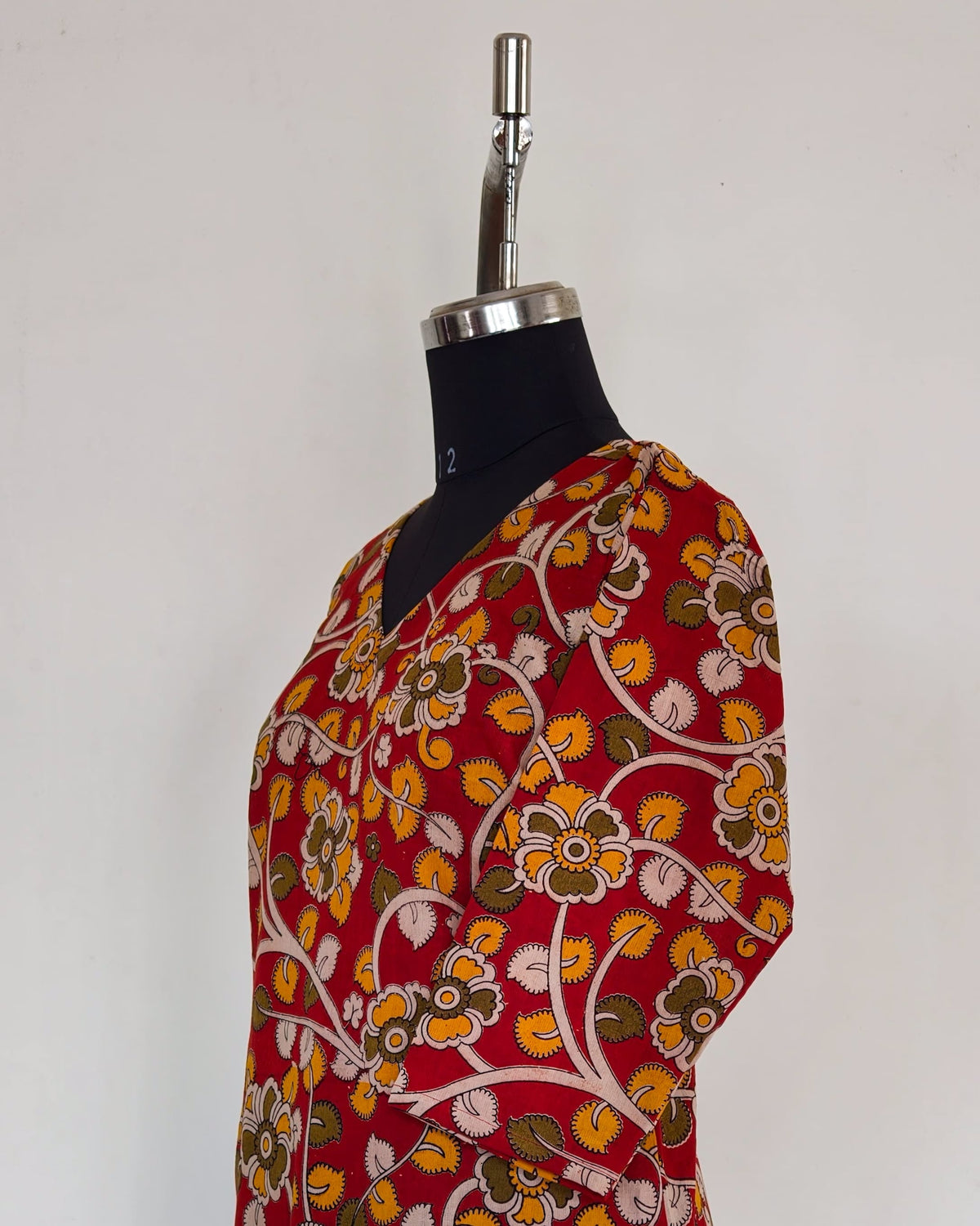 Red And Yellow Kalamkari Print Kurta