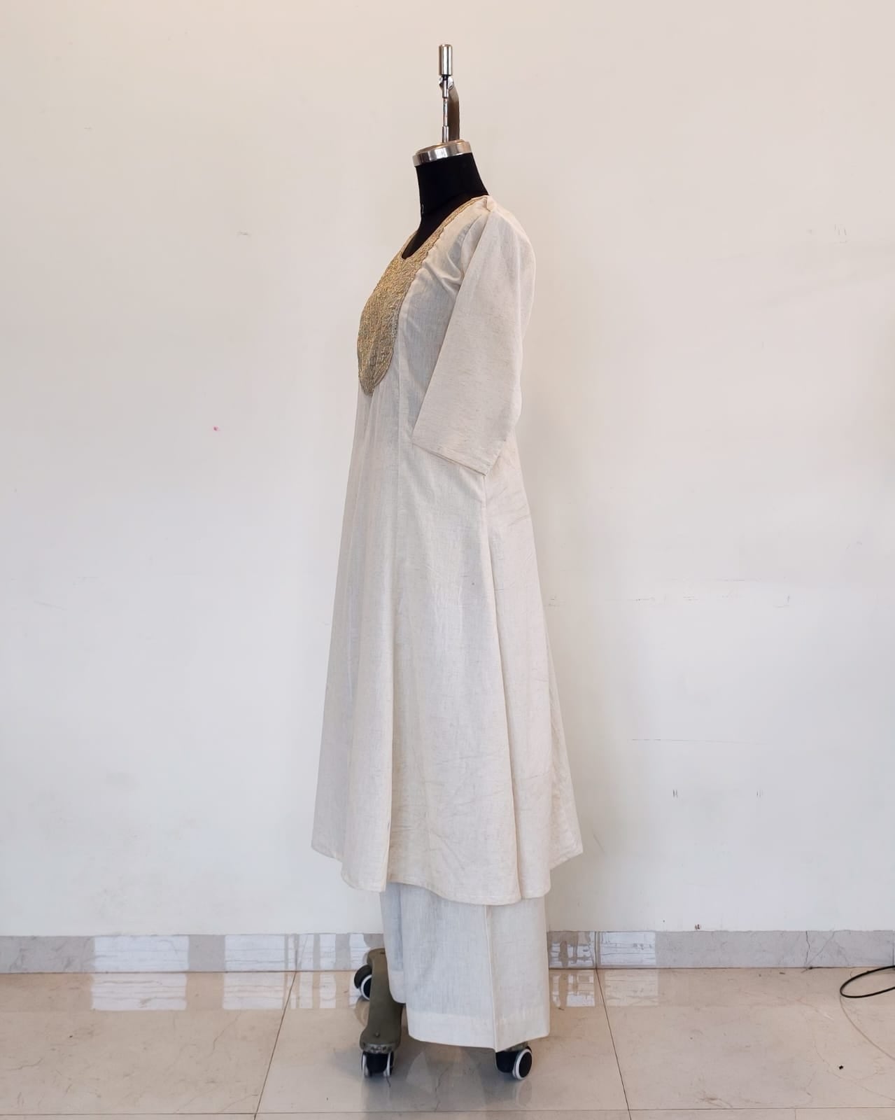 301 Cream flare co-ord set with golden patch