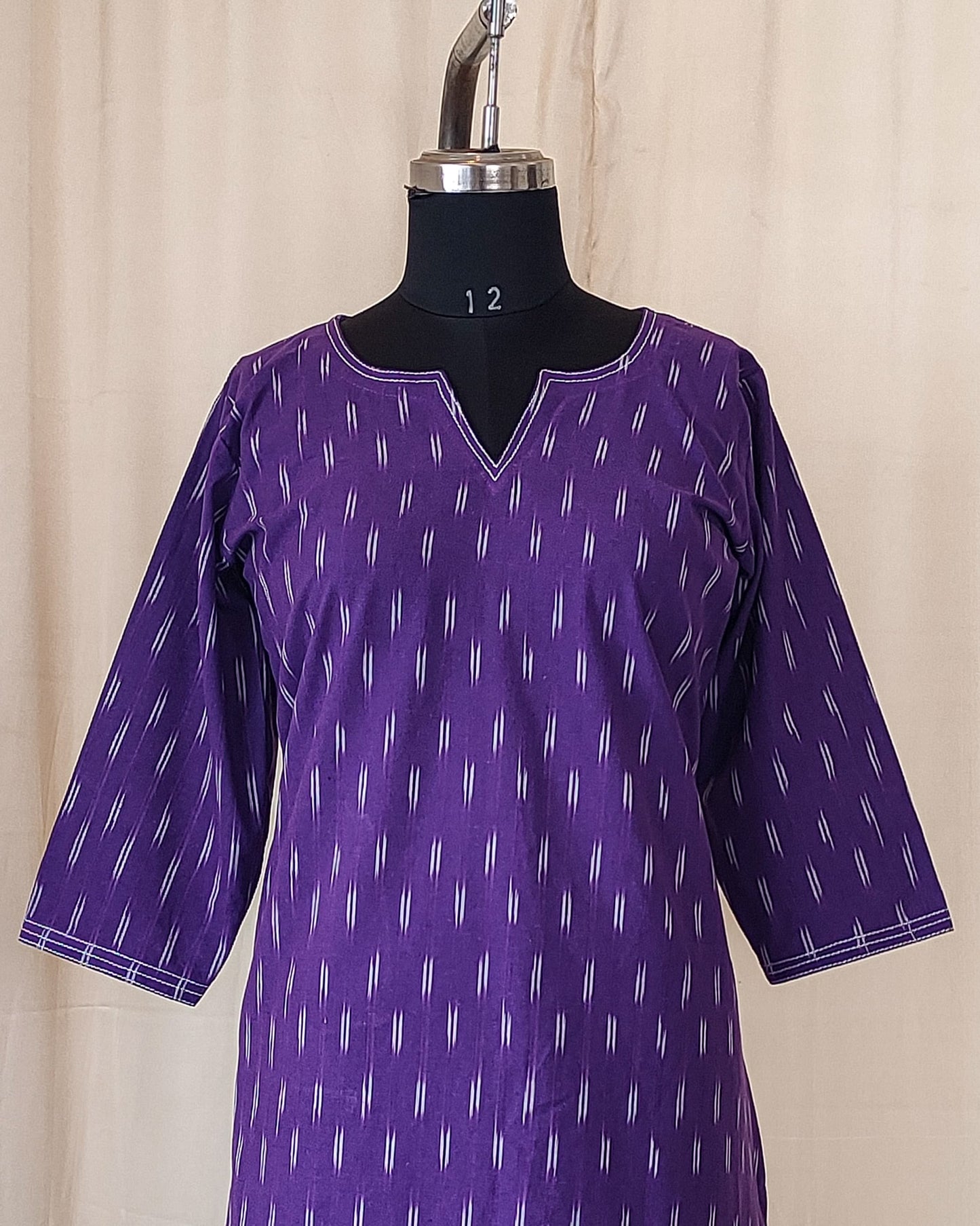 184 Purple cotton kurta with white prints