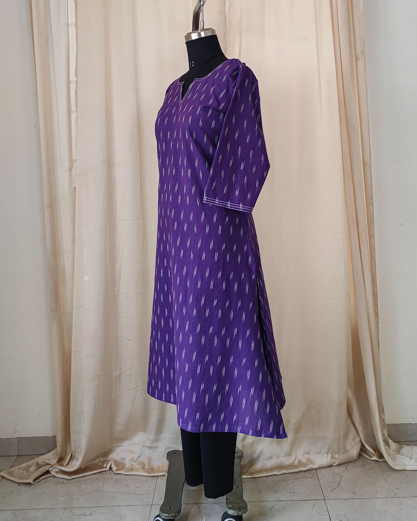 184 Purple cotton kurta with white prints