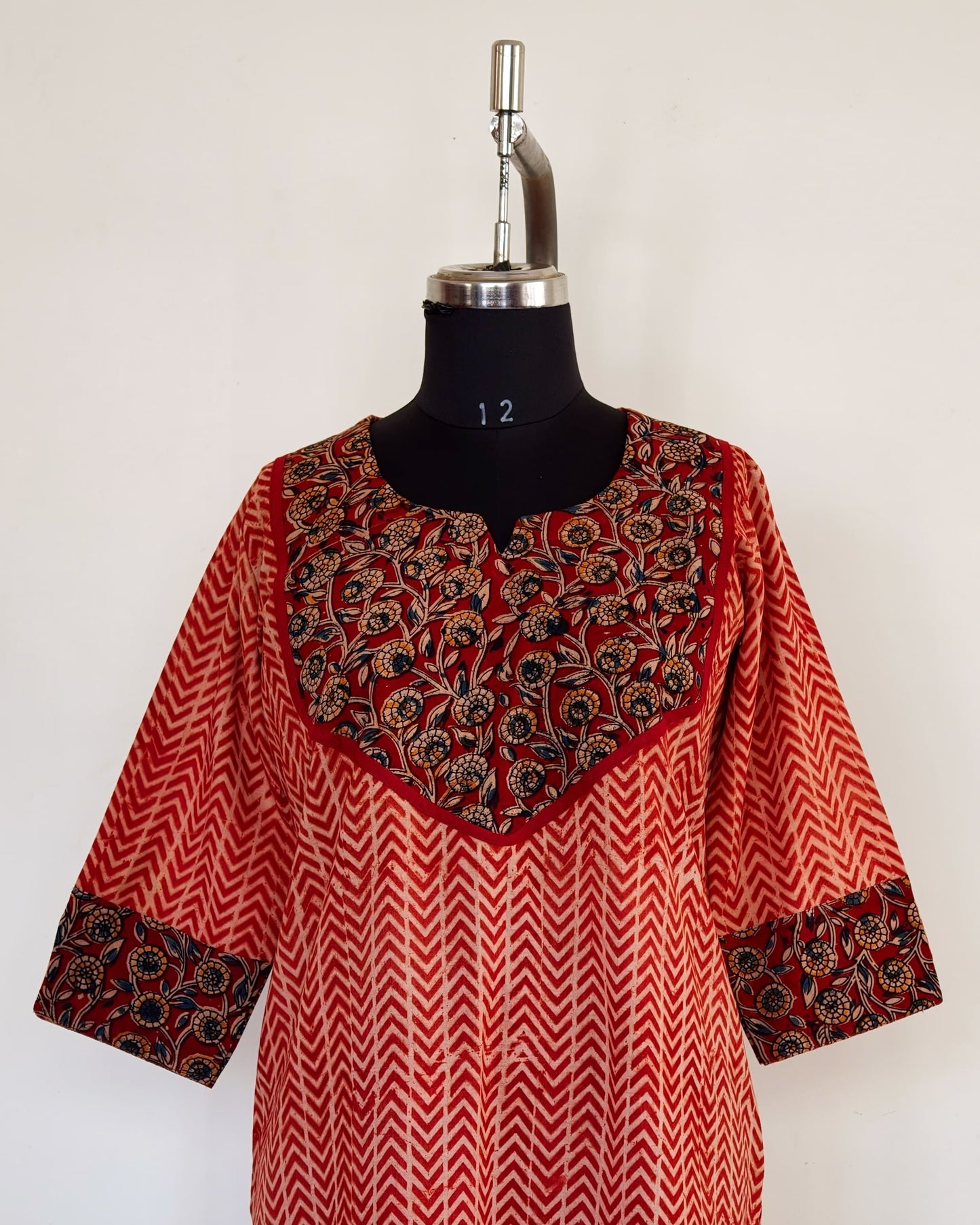 282 Kalamkari arrow design with maroon yoke patch