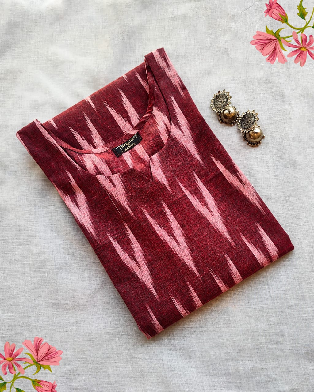 10 A Maroon Ikkat Kurta