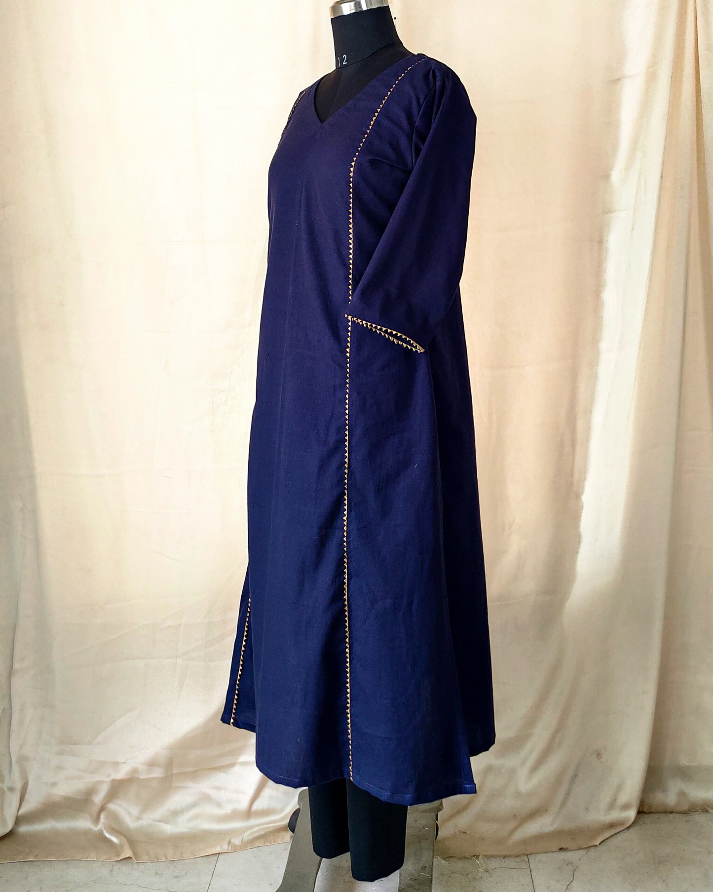 95 Navy blue co-ord set with golden lace