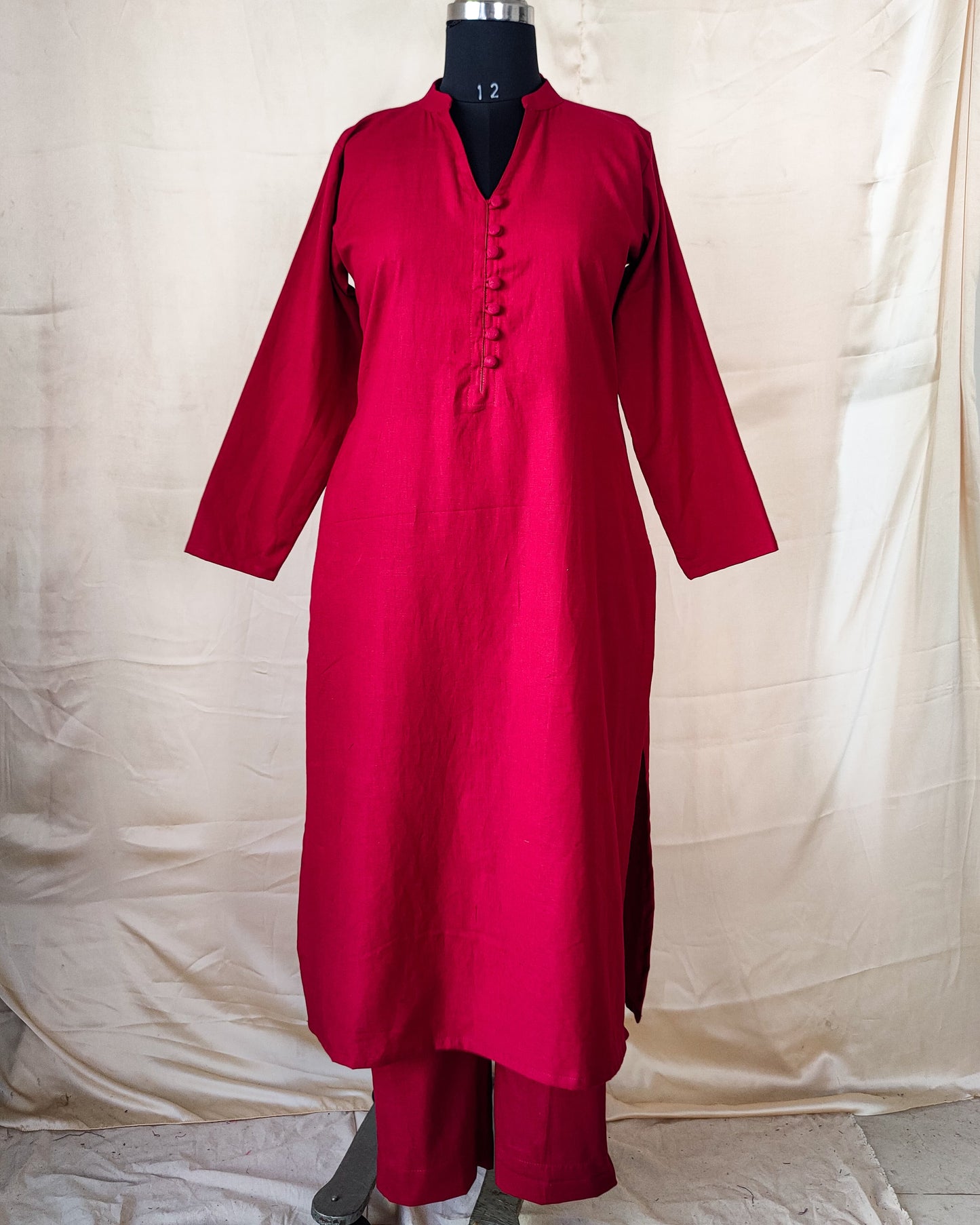 94 A Plain Maroon co-ord set with buttons