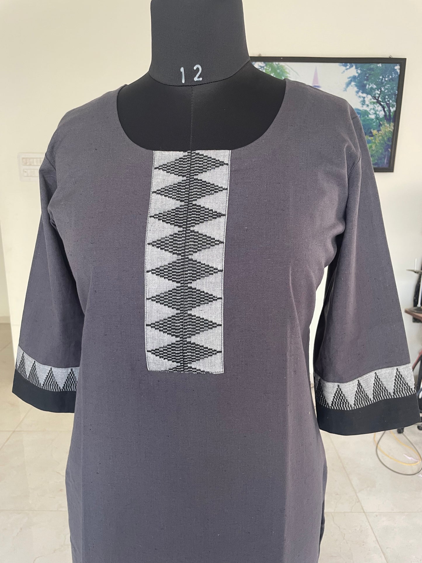 75 Grey Kurta with Border