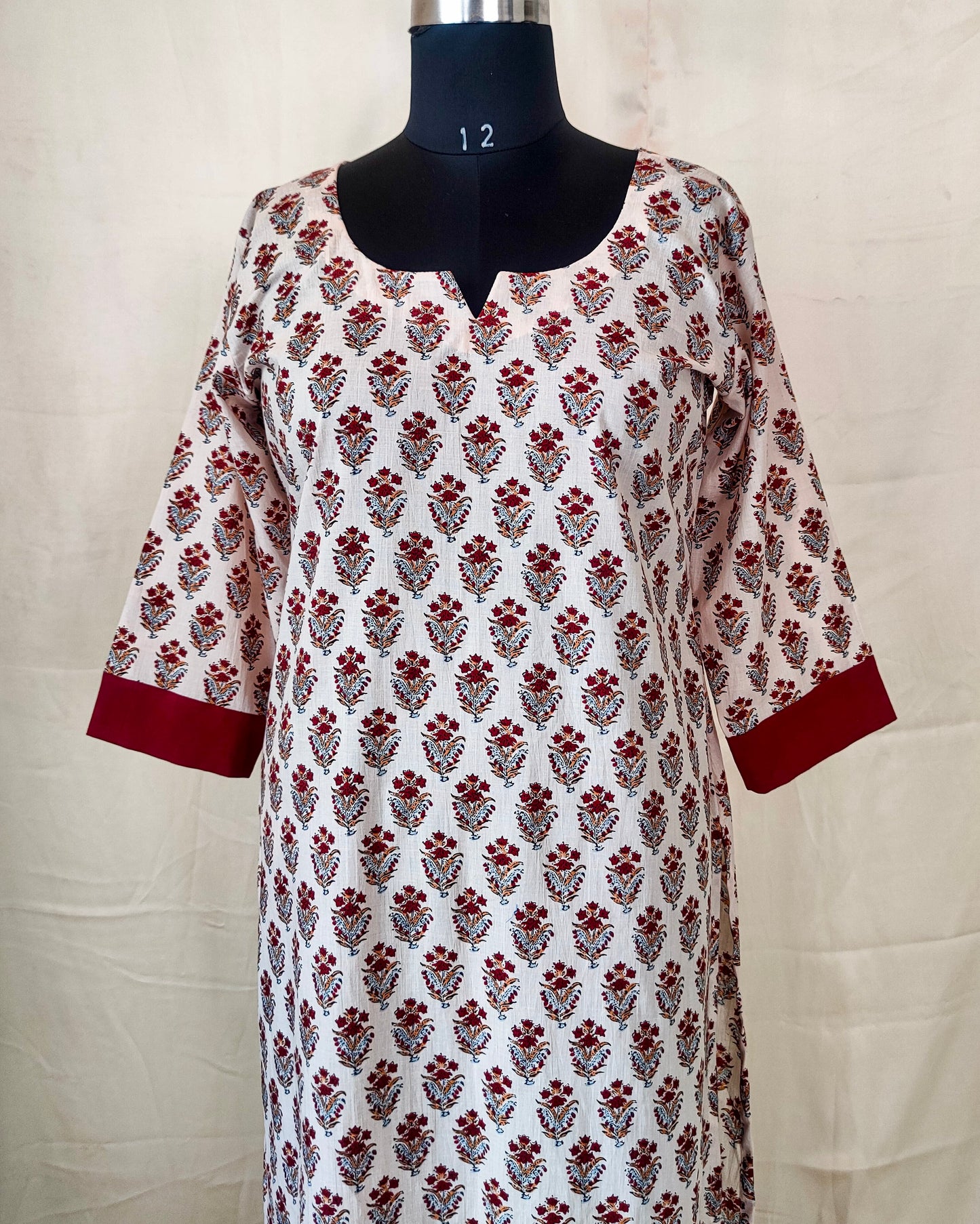 15 Cream And Red Printed Kurta