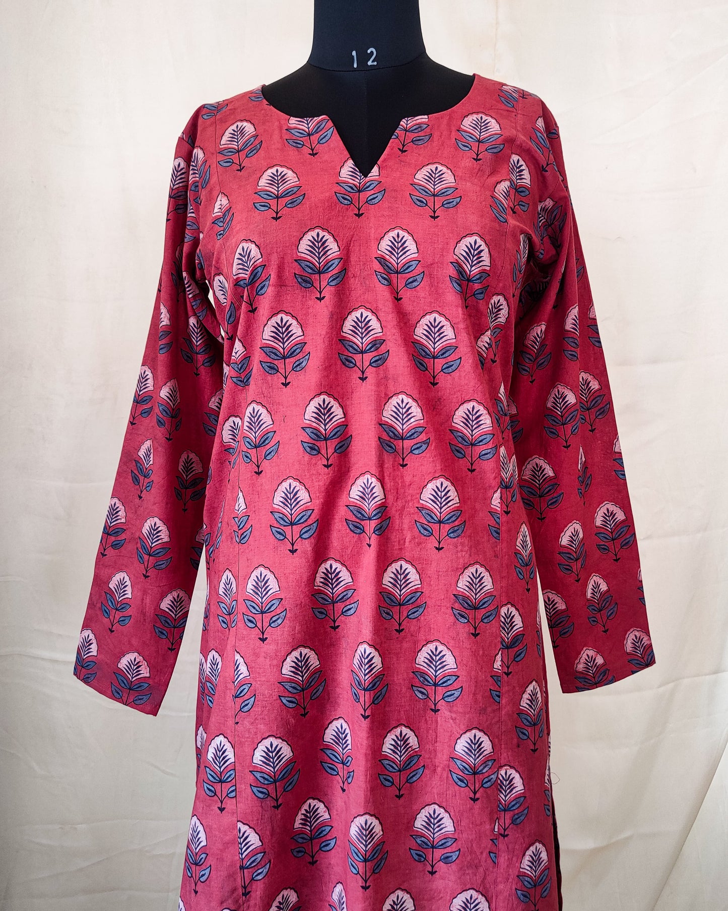 26 Brick Red A Line Kurta With Chudi Sleeves