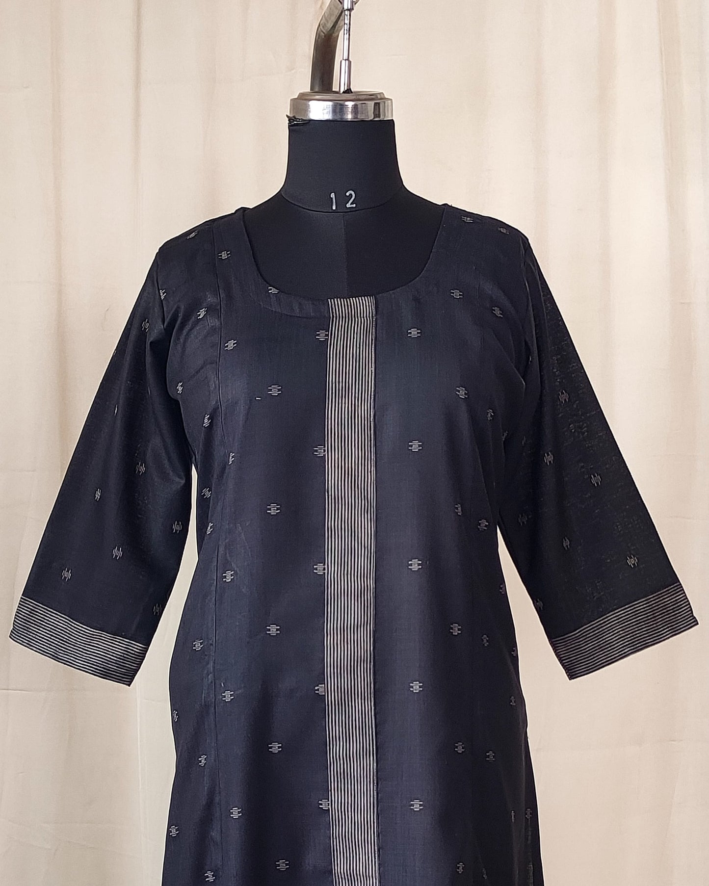 204	Black soft cotton kurta with stripes