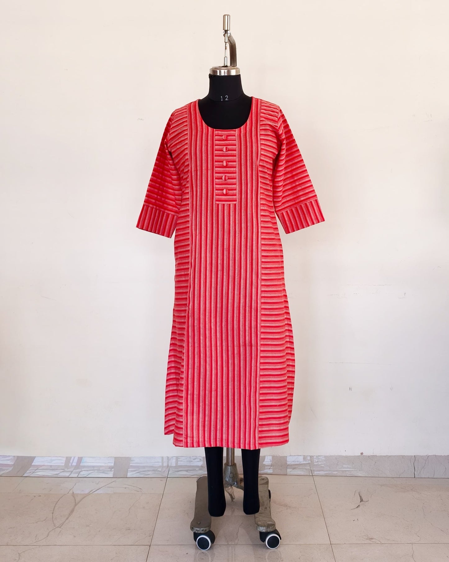 277 Red and pink stripes with buttons
