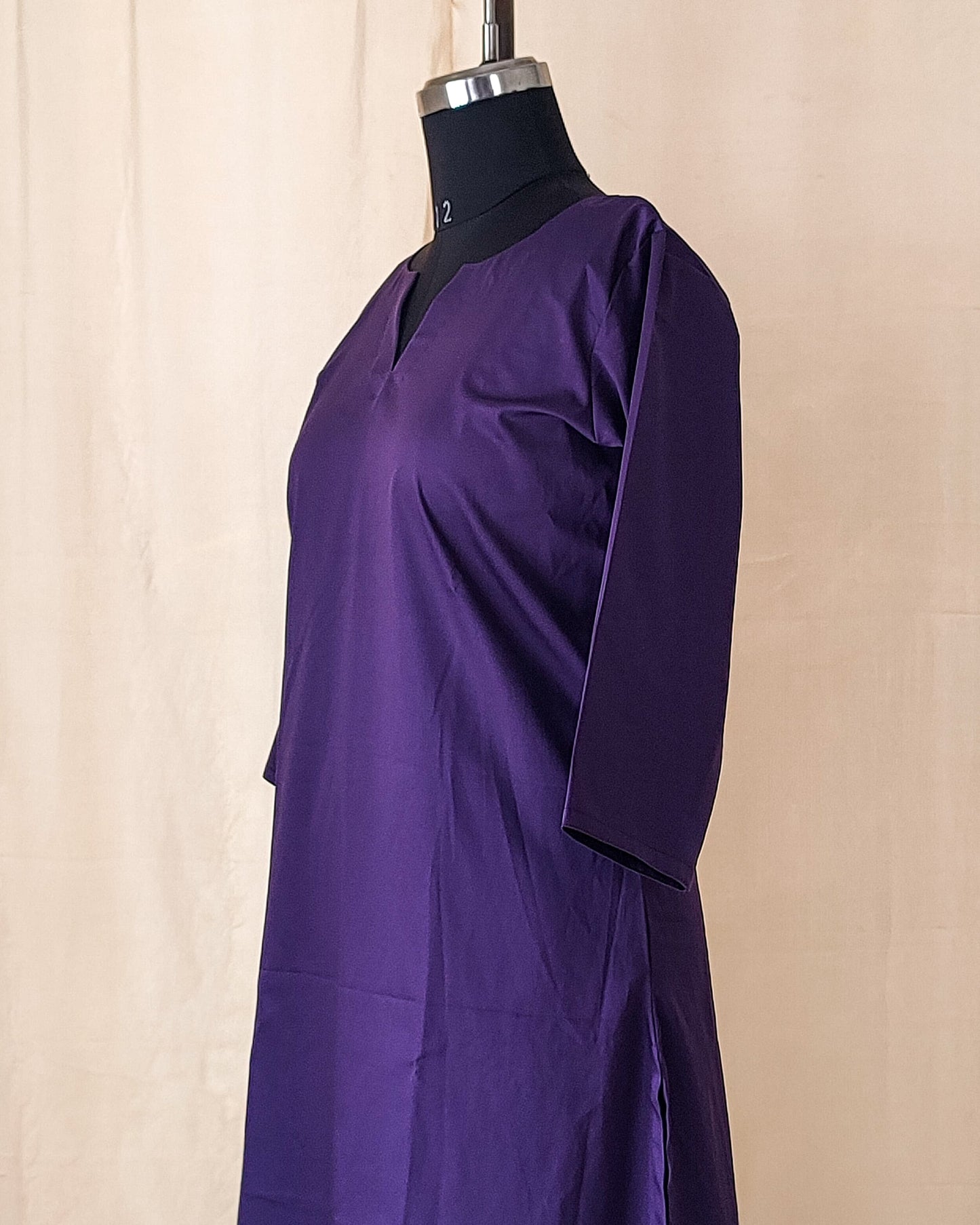 115 Plain Purple Cotton Satin Kurta