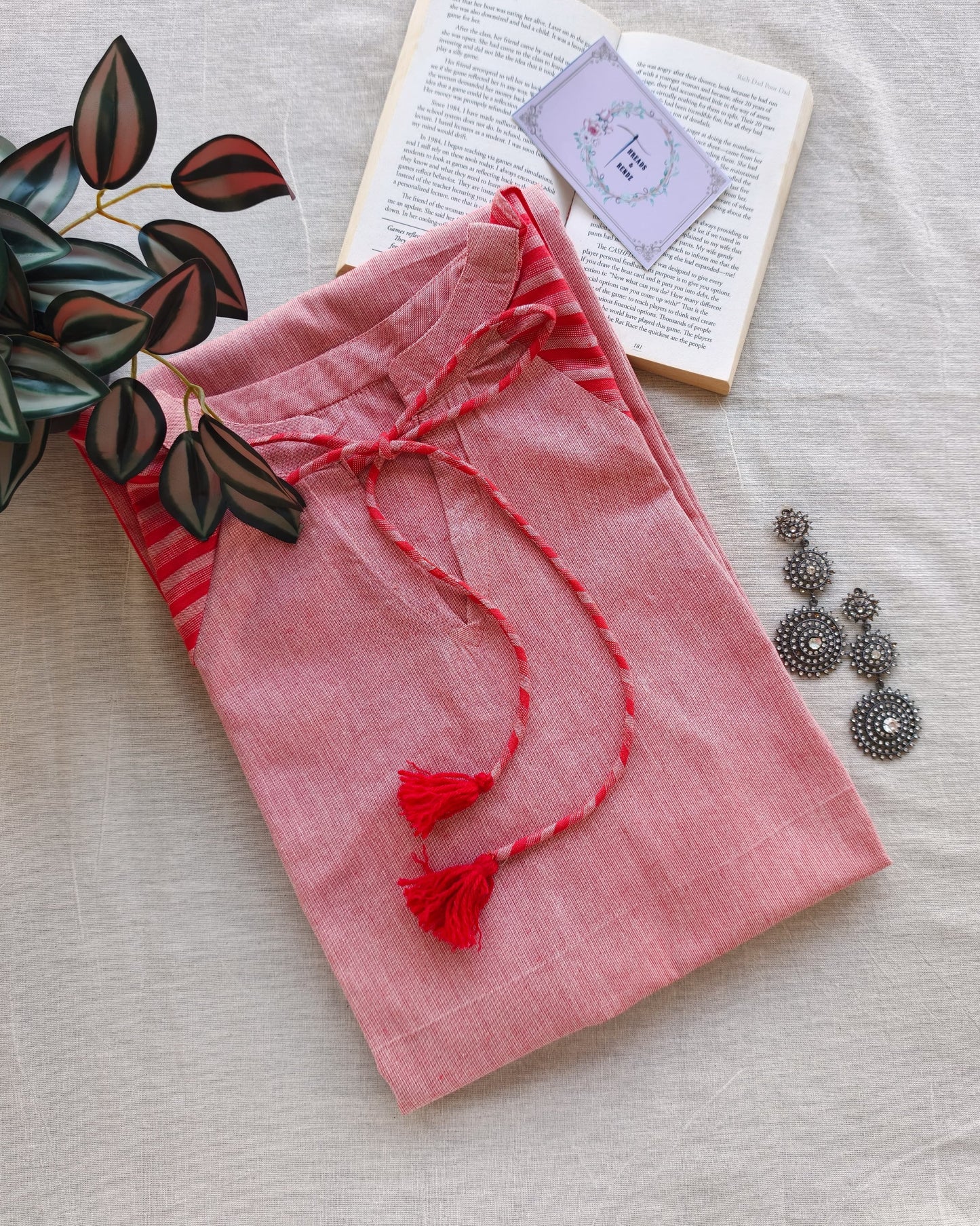 267 Pink with stripes sleeves and tassels