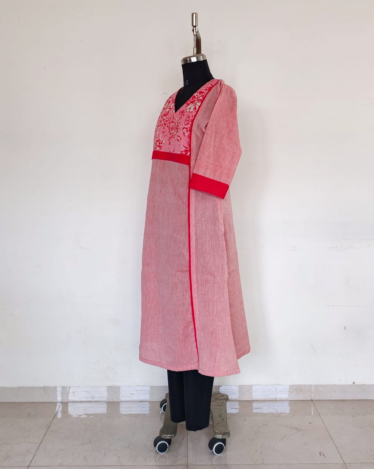 Light Pink With Printed Yoke Patch And Dark Pink Detailing