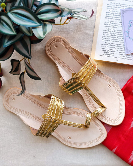 Golden Kolhapuri Chappals