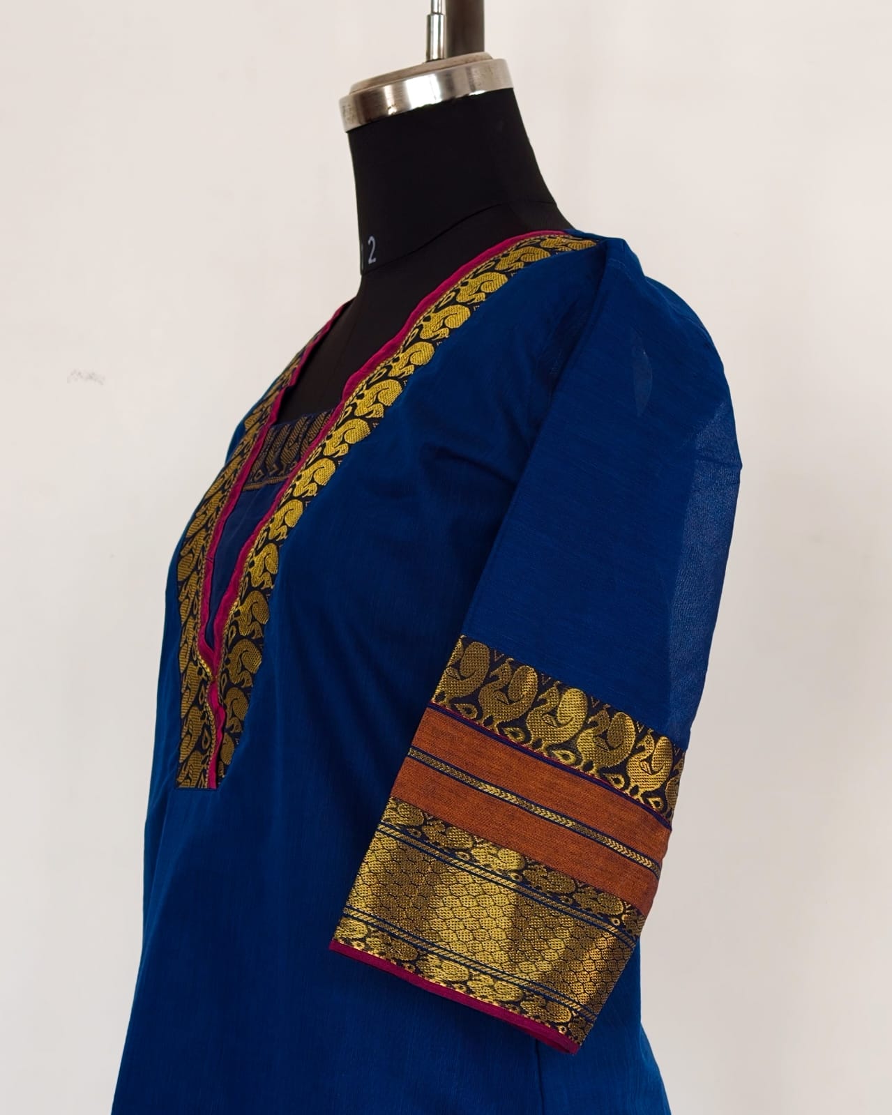 241 Navy blue narayapet kurta with lining