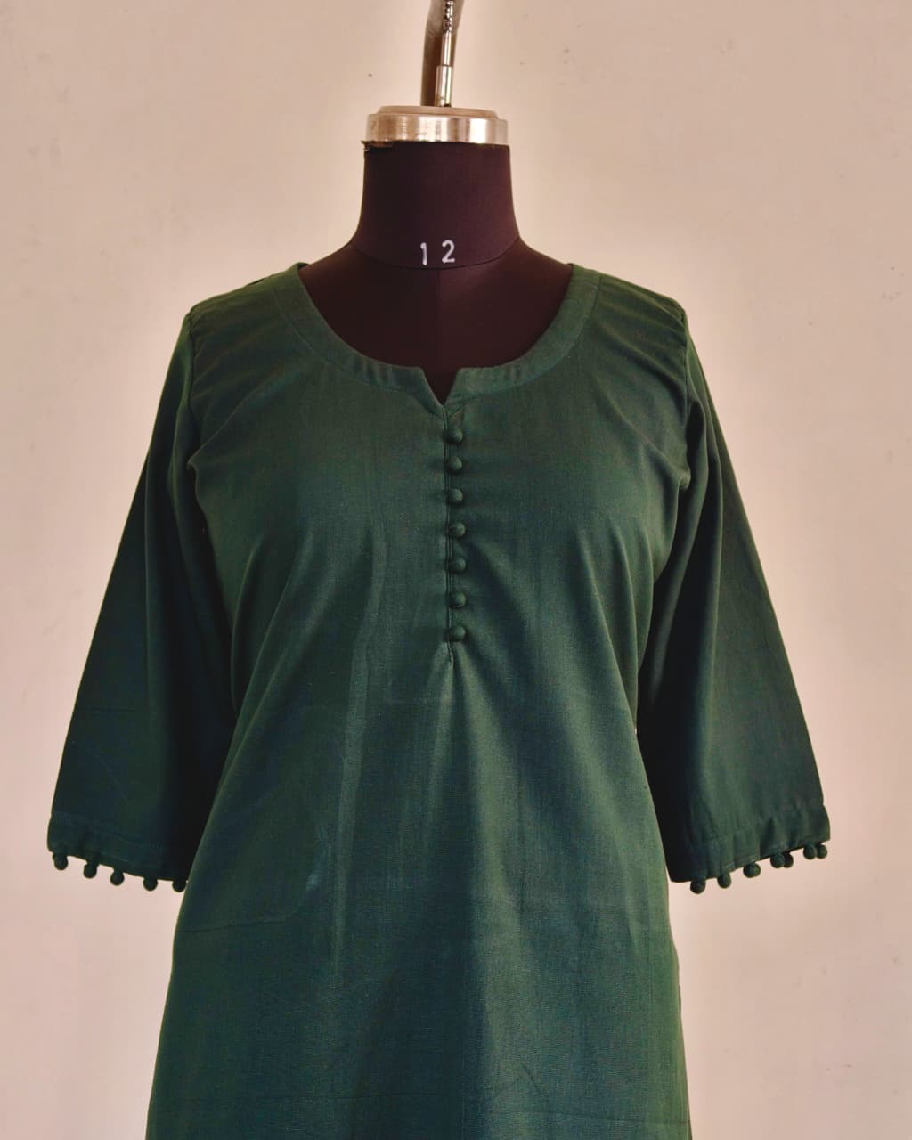 227	Plain Bottle green with potlis co-ord set