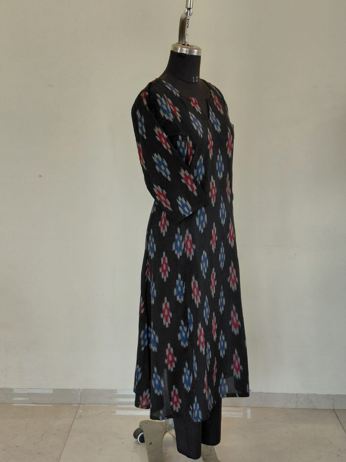 296 Black kalamkari flare kurta