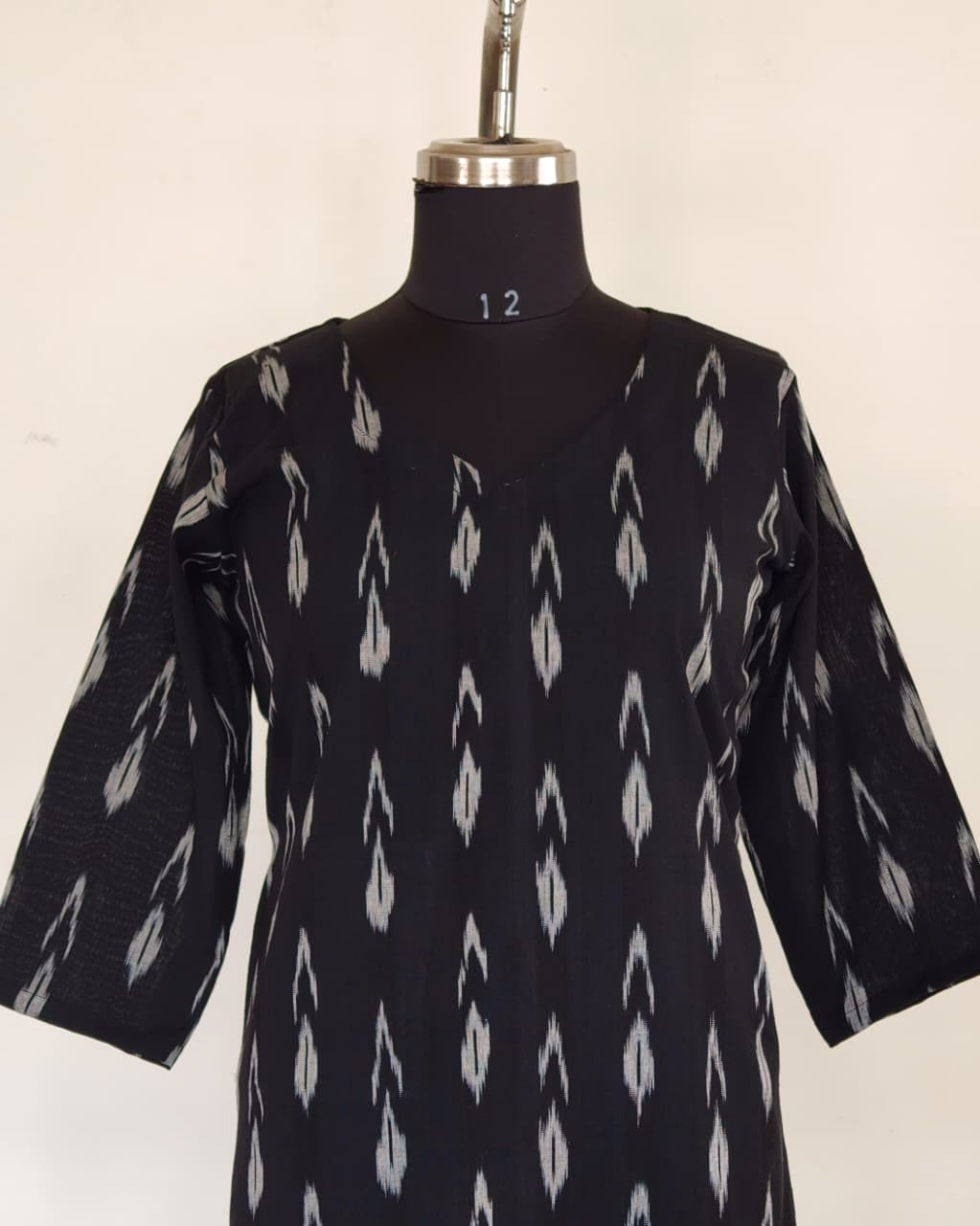 243 Black ikkat A-line kurta