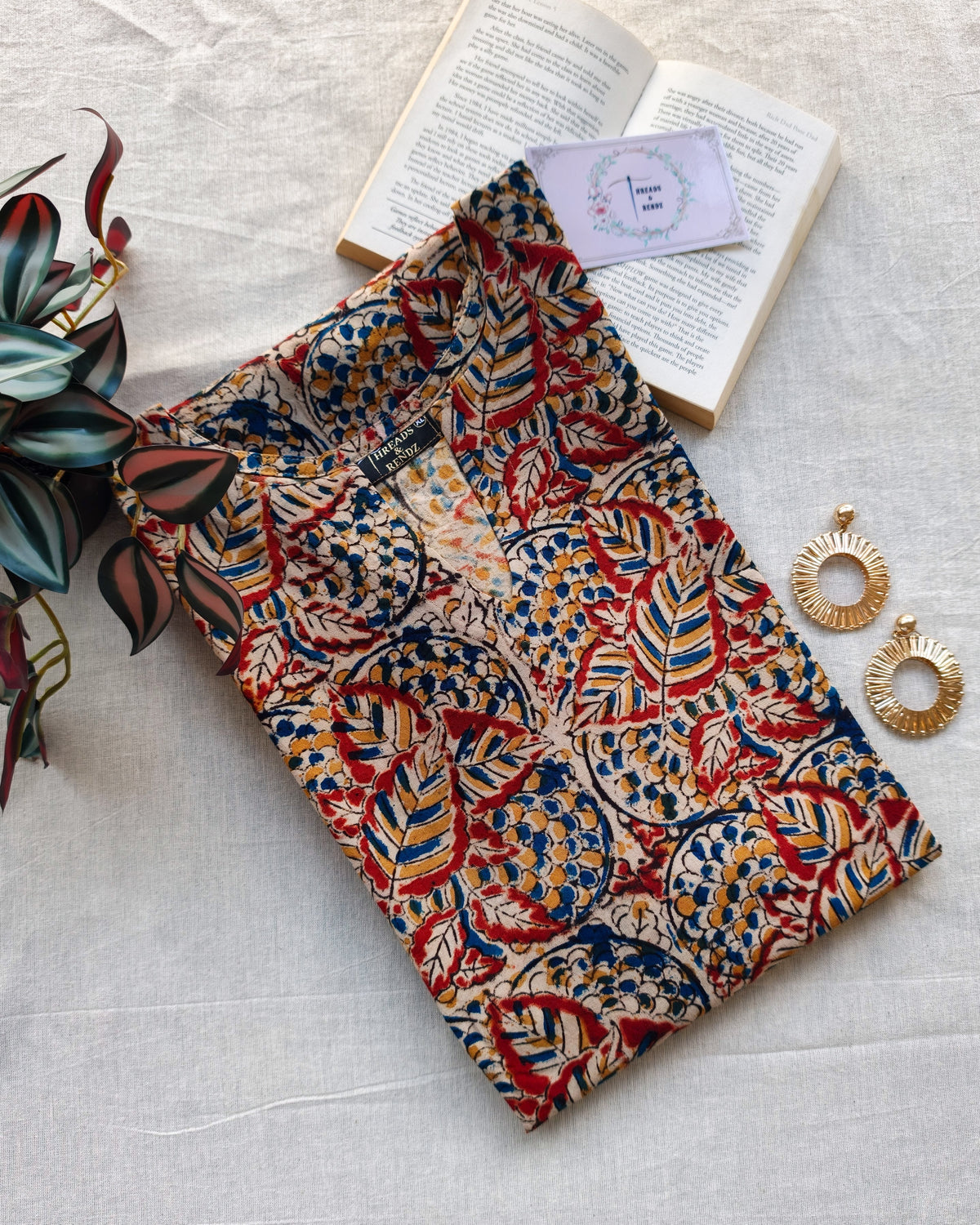 Multicoloured Kalamkari Straight Cut Kurta