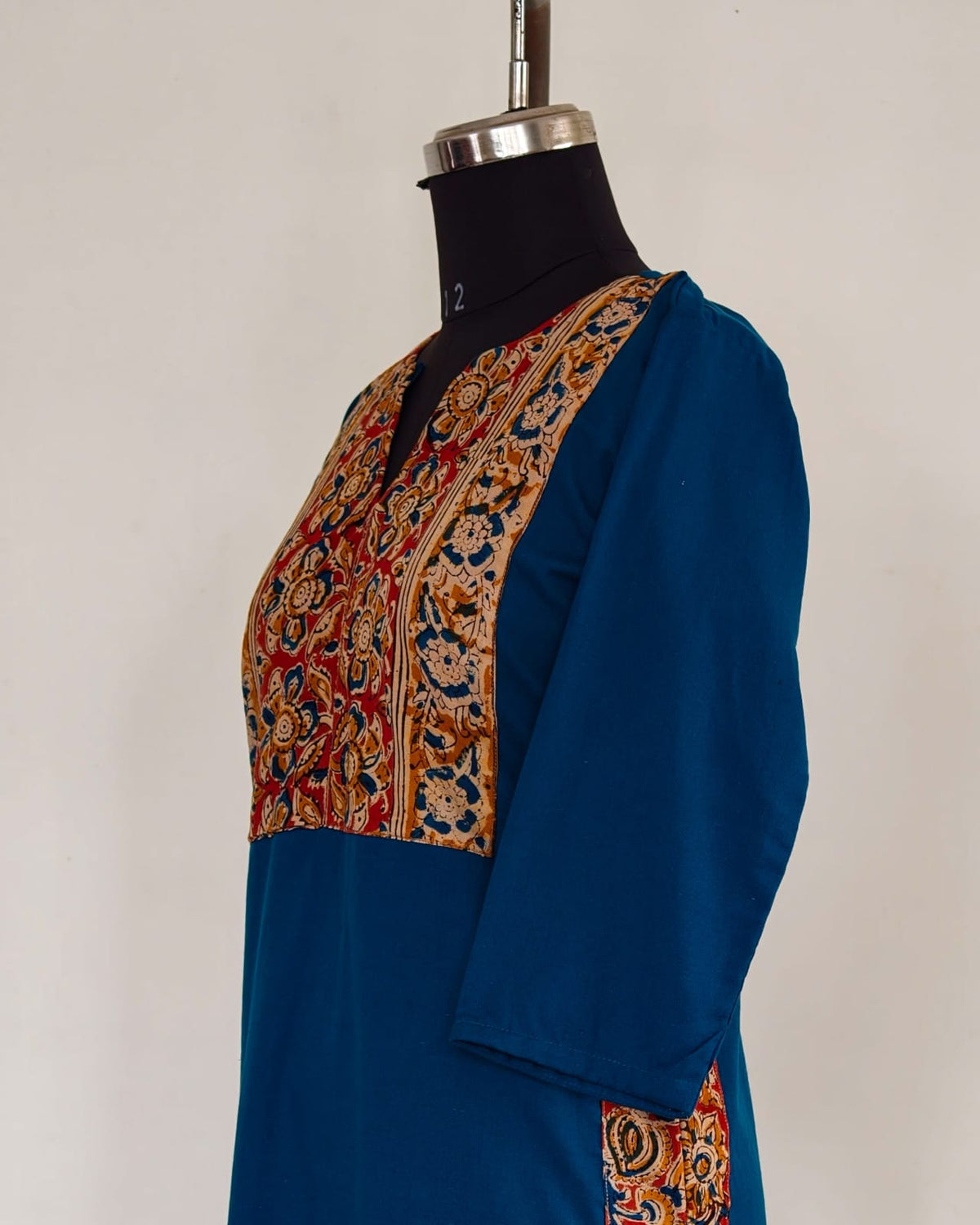 Blue with kalamkari yoke and side detailing co-ord set