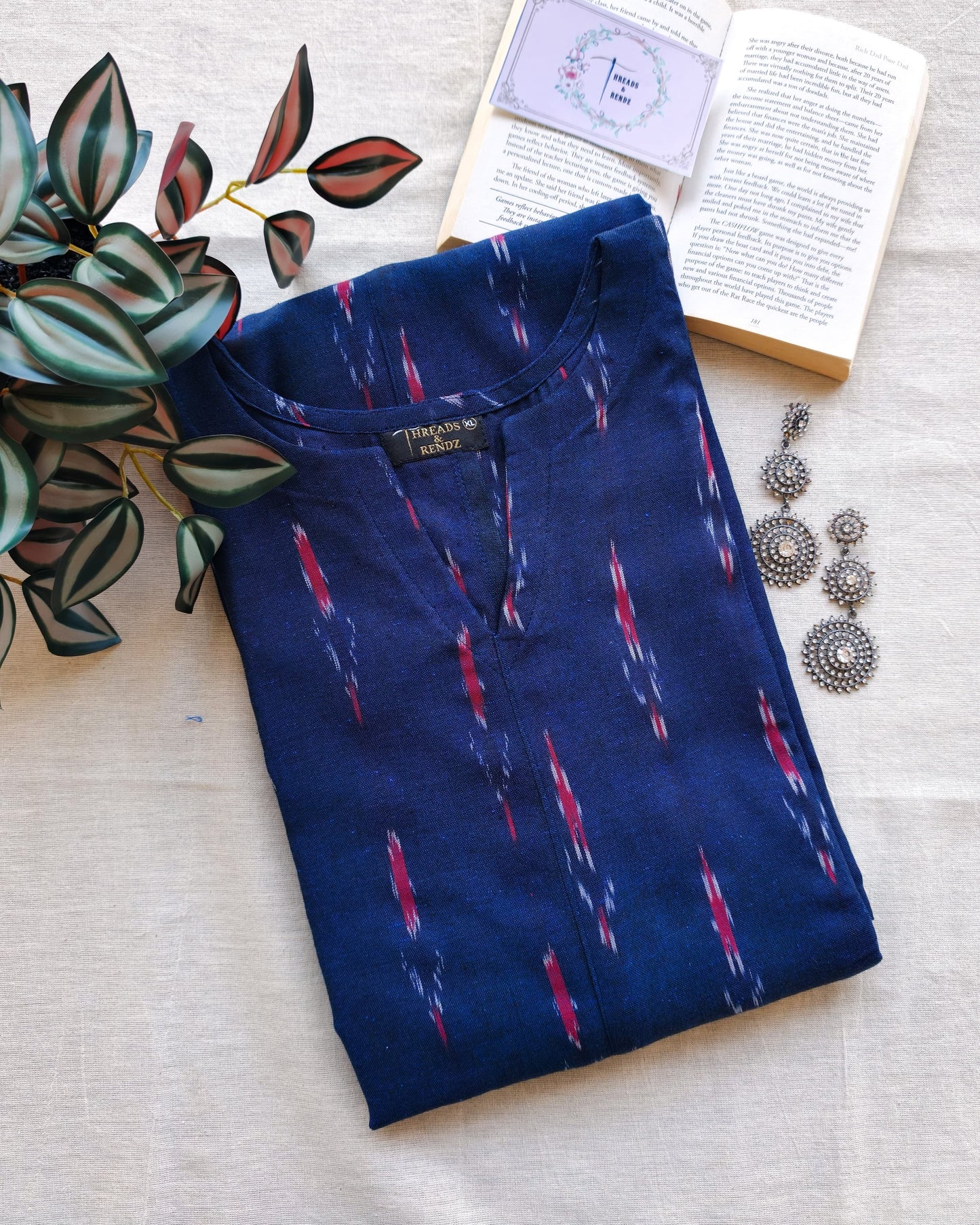 248 Navy blue ikkat flare kurta