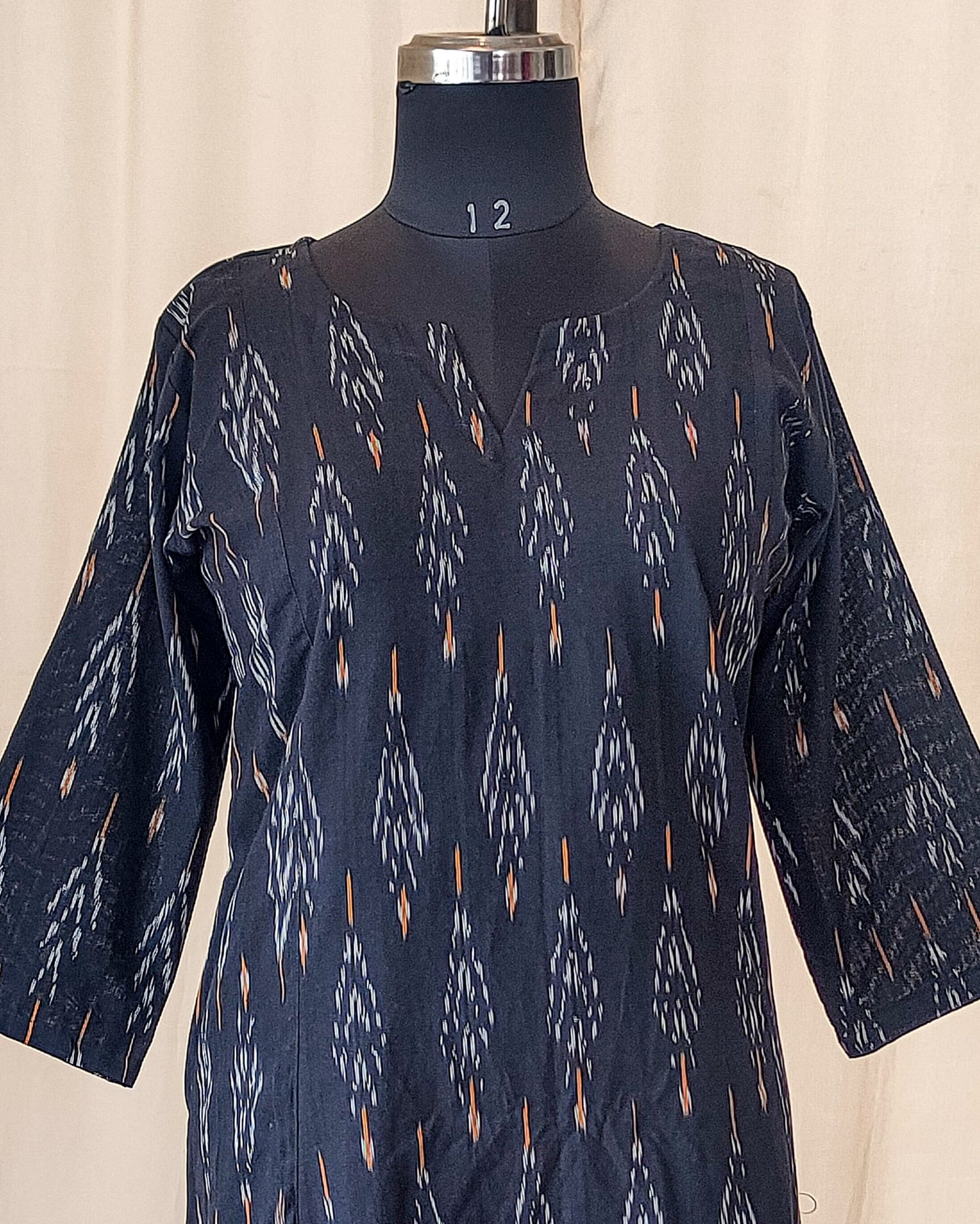 157 Black Aline ikkat kurta