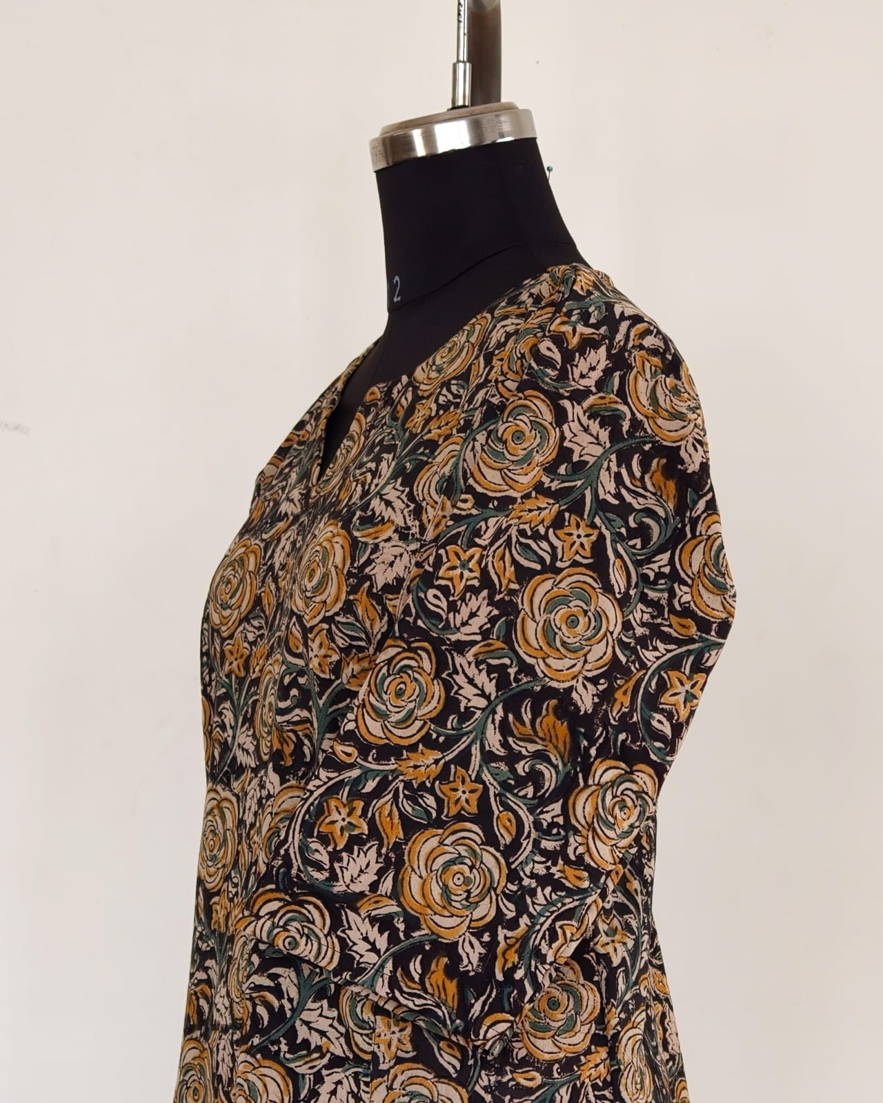 246 Black kalamkari A-line flare kurta