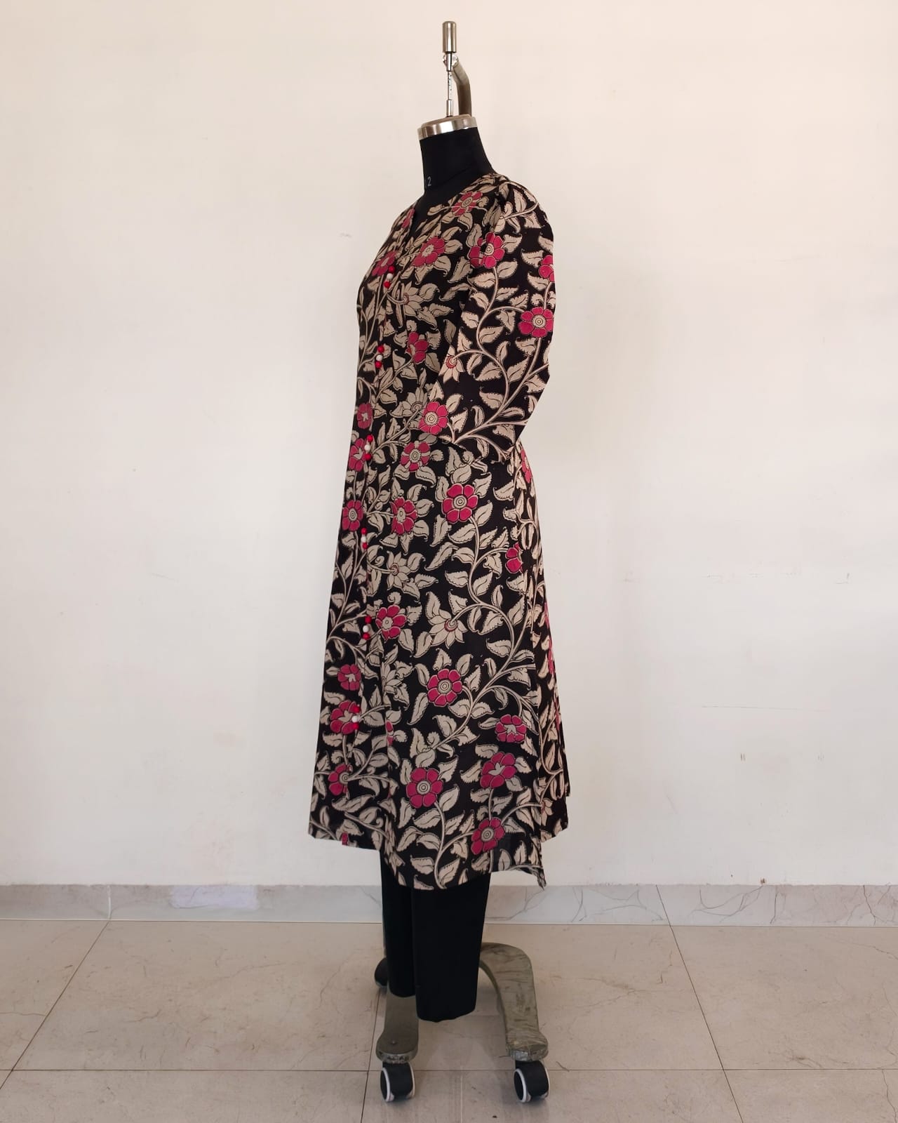 239 Black kalamkari kurta with potlis