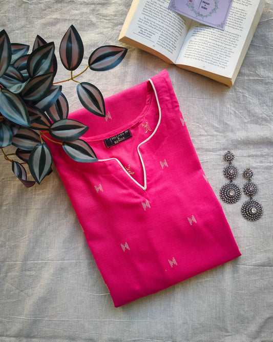 200 Pink butti straight cut cotton kurta