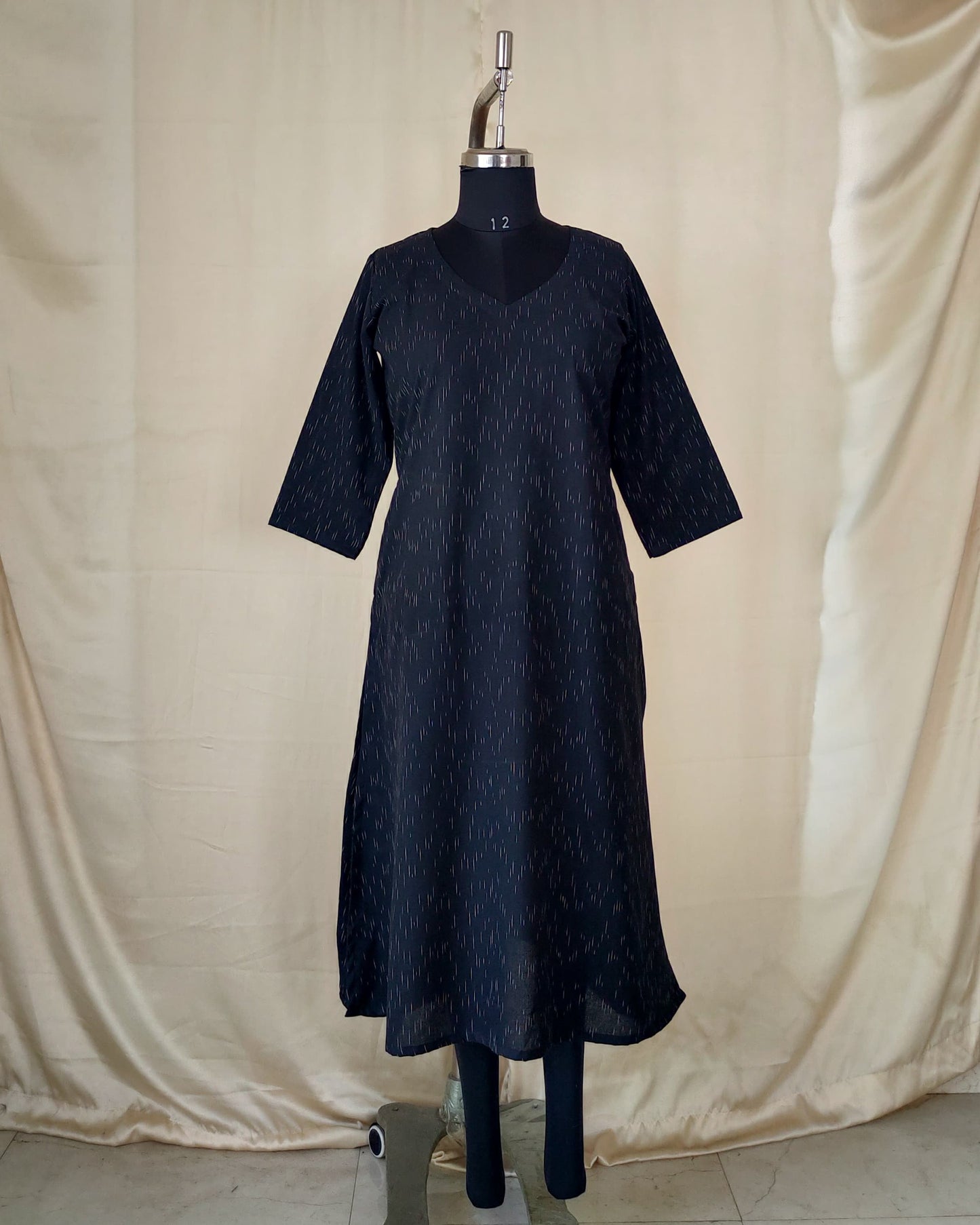 217	Black ikkat handloom A-line kurta