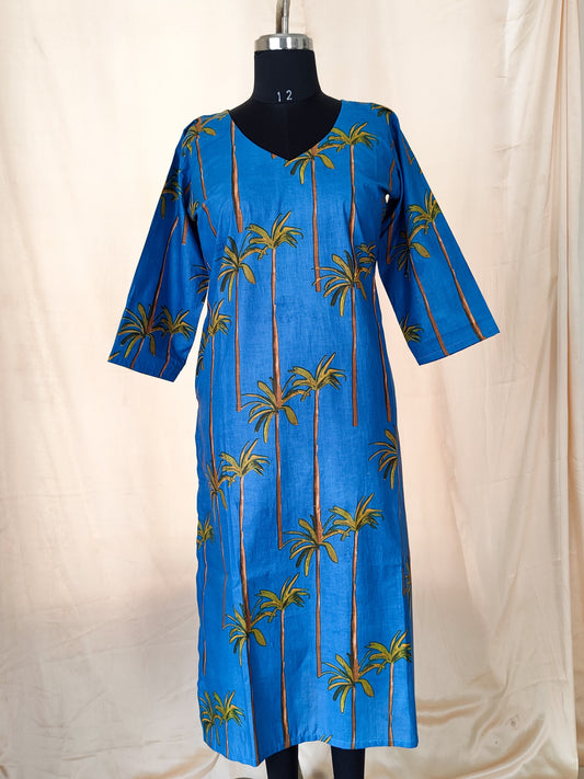 116 Blue Coconut Print Kurta