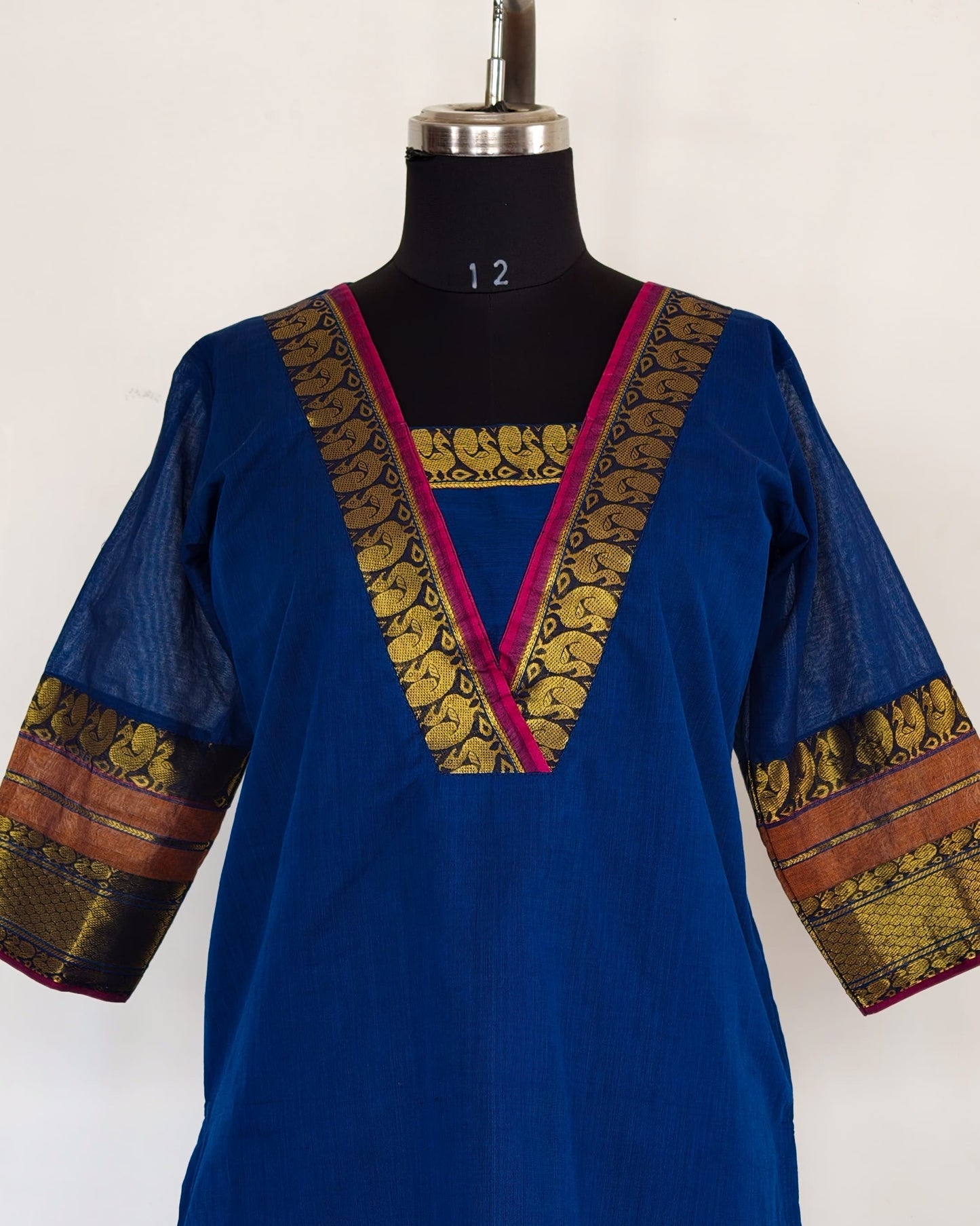 241 Navy blue narayapet kurta with lining
