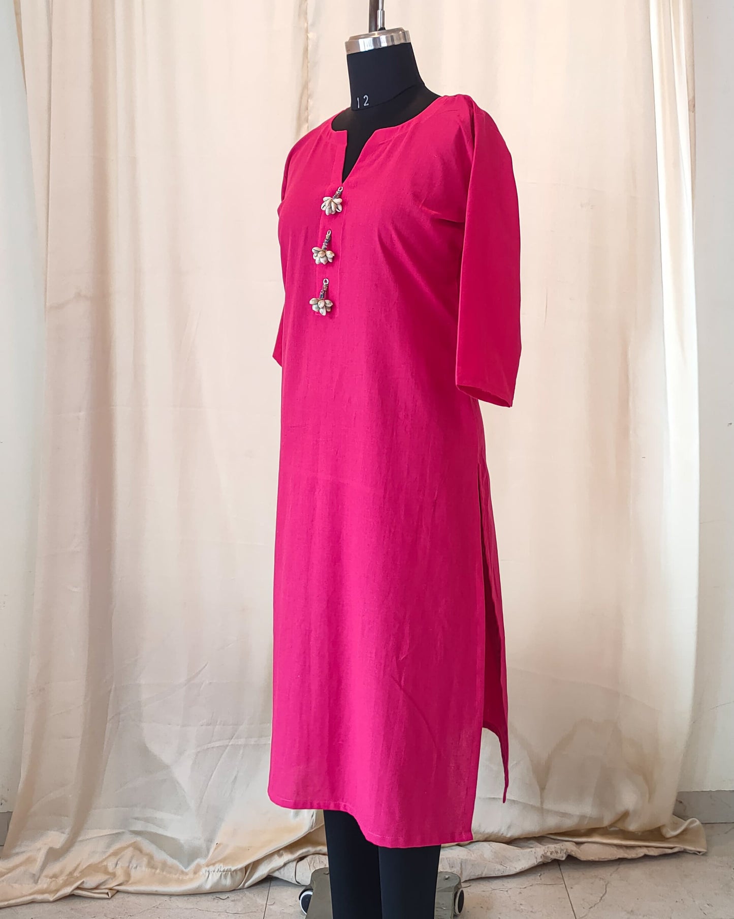 142 Pink Kurta with Shell Tassels