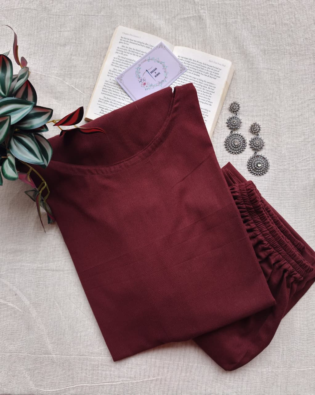 300 Plain brown boat neck co-ord set