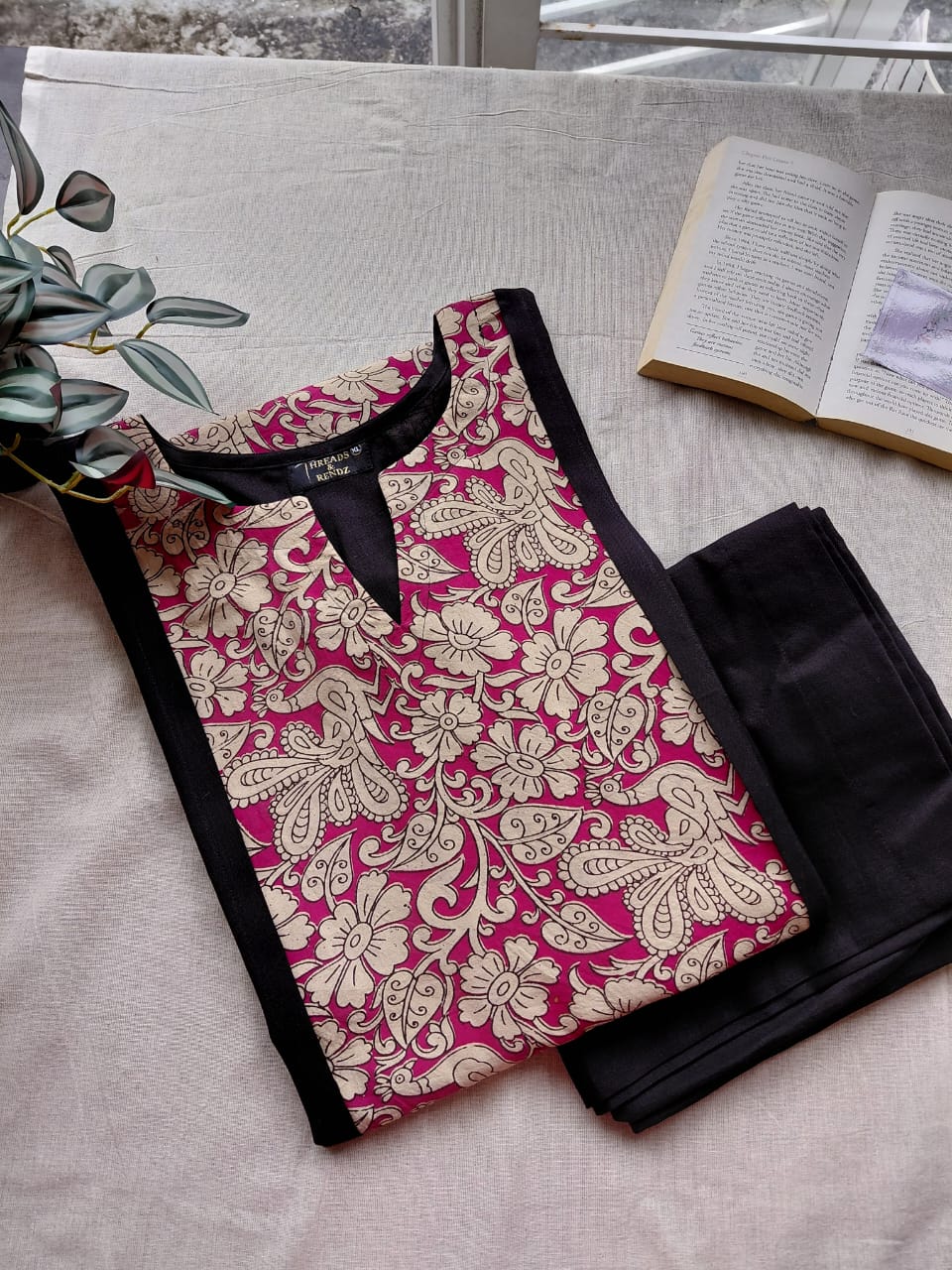 298 Black with kalamkari panel co-ord set