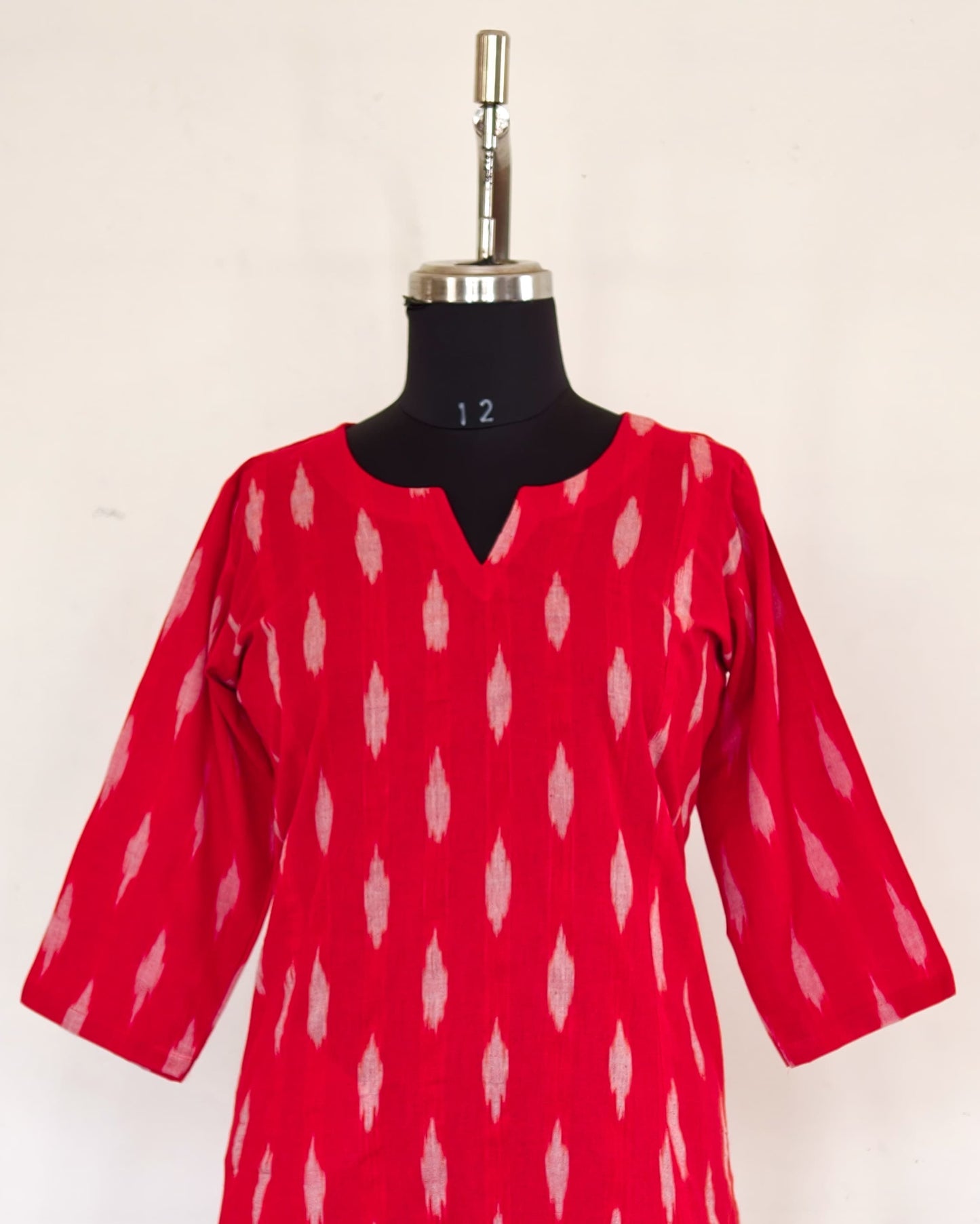 253 Red ikkat A-line kurta