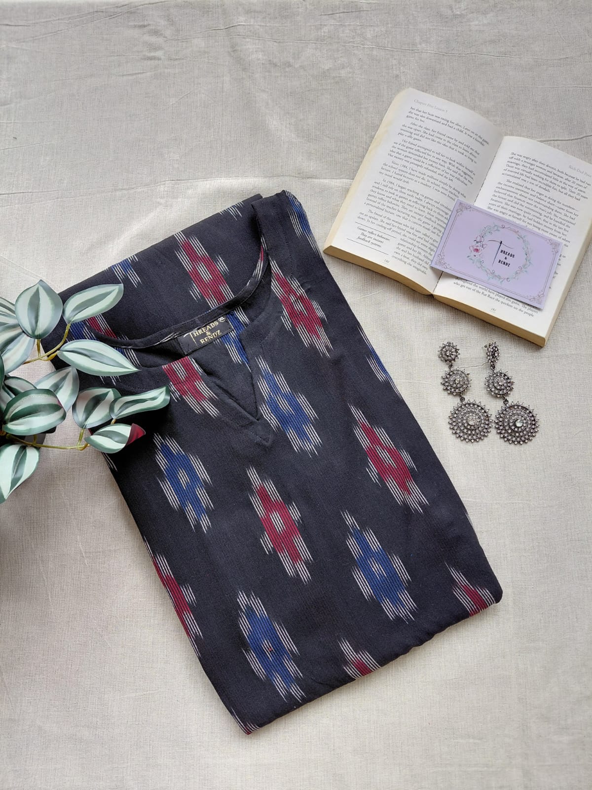 296 Black kalamkari flare kurta