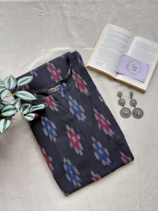 296 Black kalamkari flare kurta