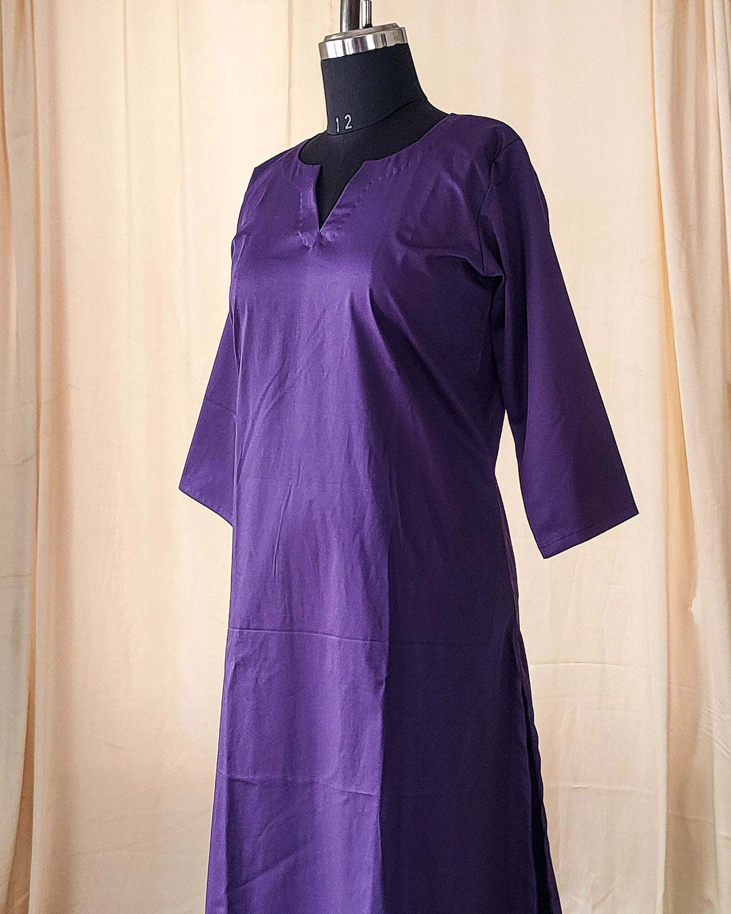 115 Plain Purple Cotton Satin Kurta