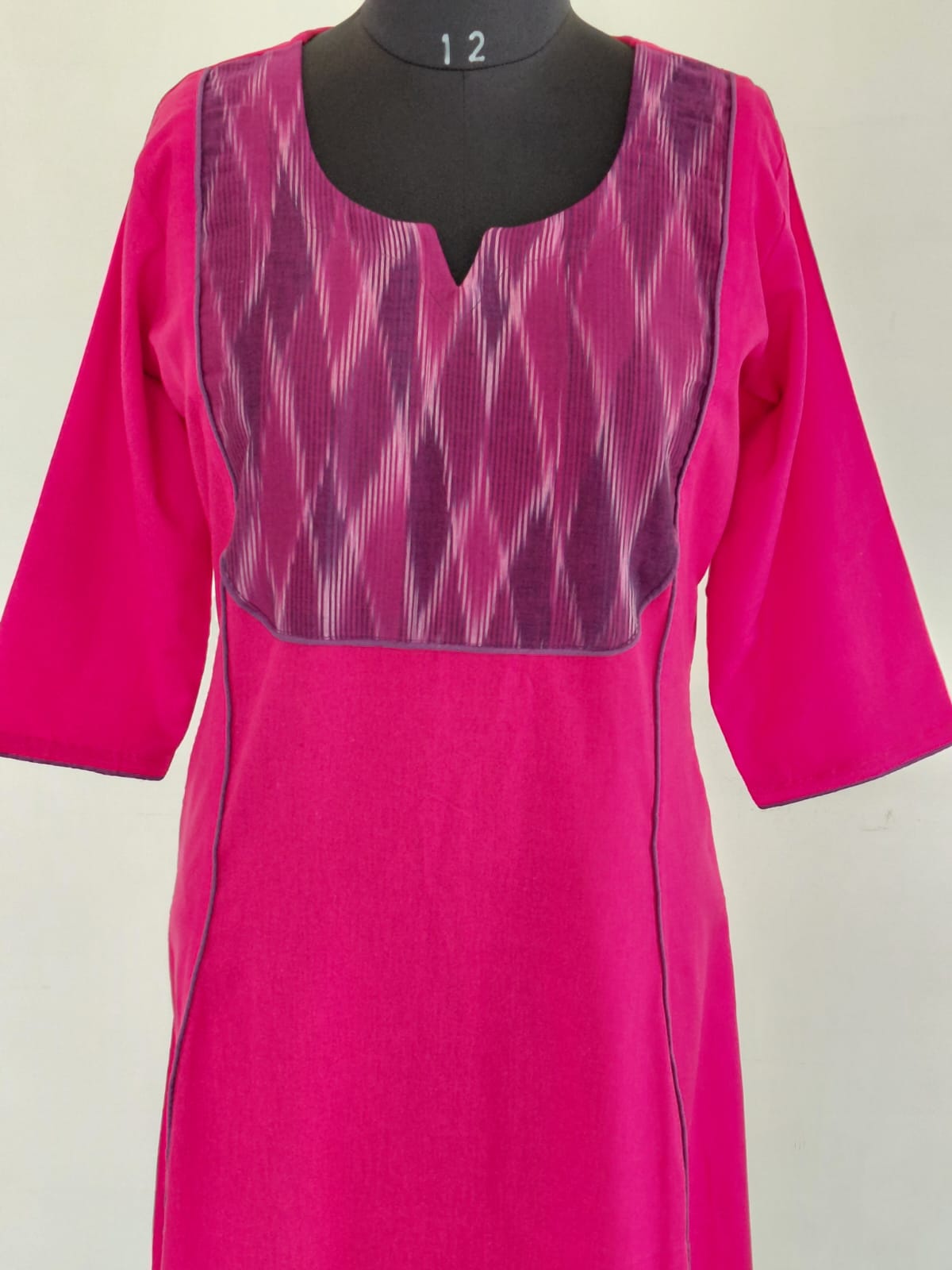 295 Pink with purple kalamkari yoke patch