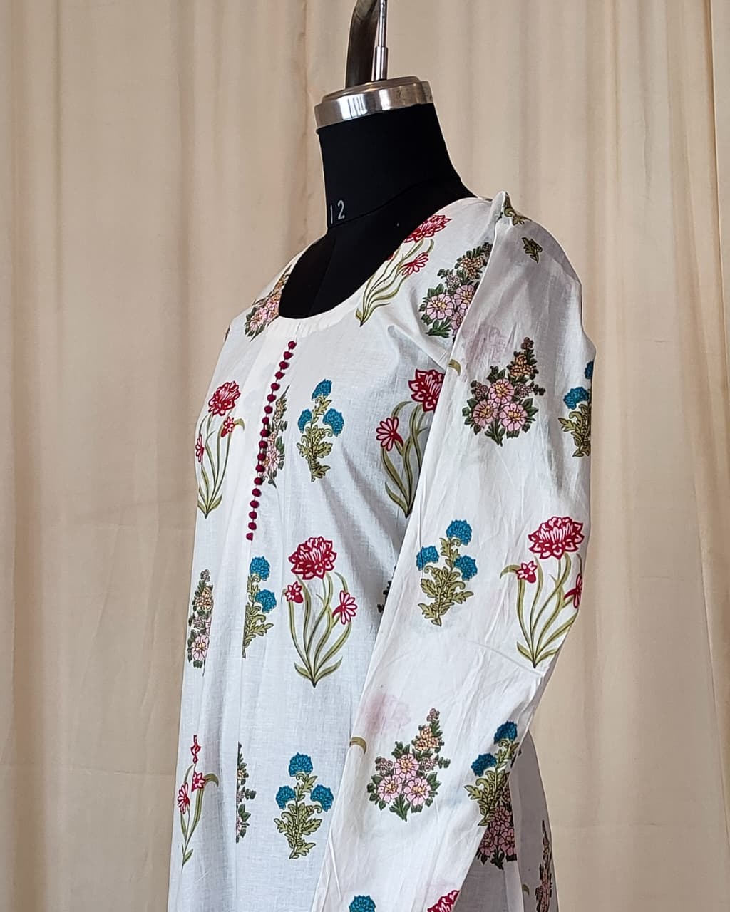 191 White Printed A-Line Kurta