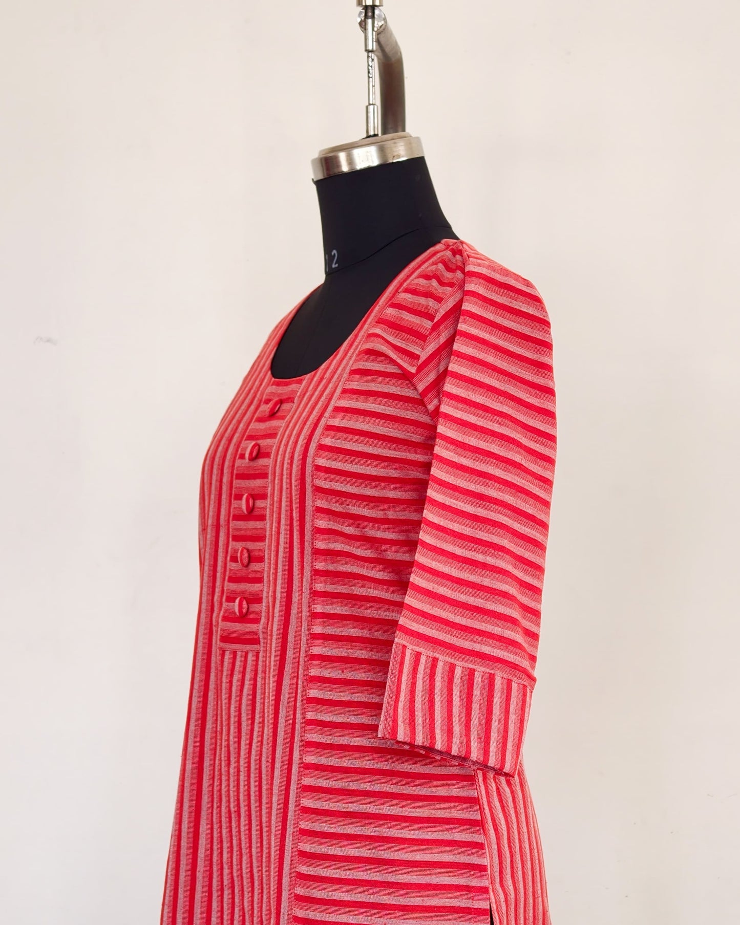 277 Red and pink stripes with buttons