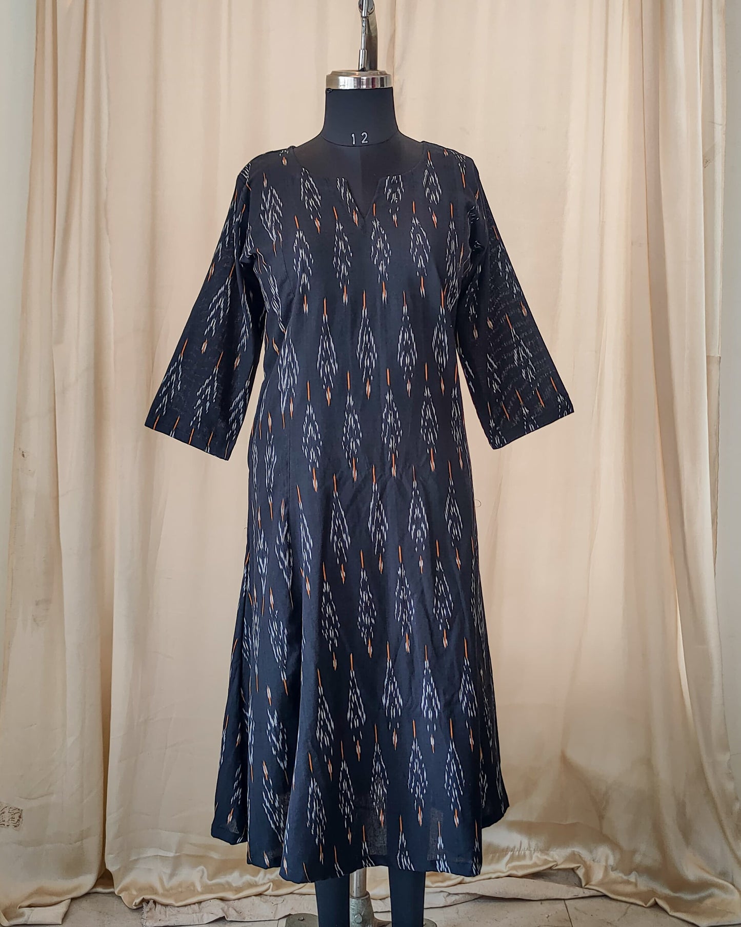 157 Black Aline ikkat kurta