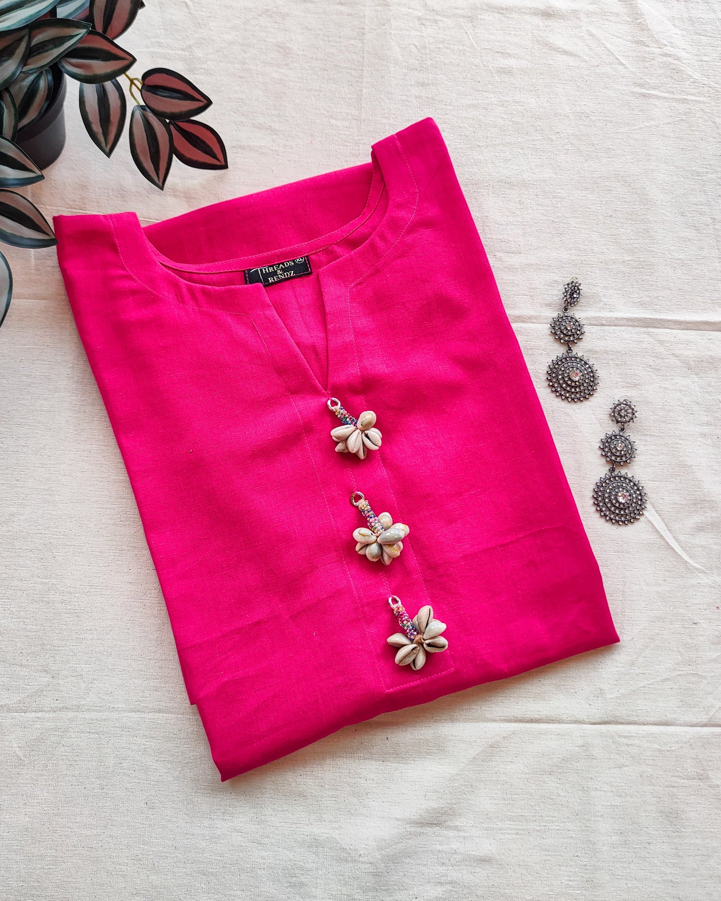 142 Pink Kurta with Shell Tassels